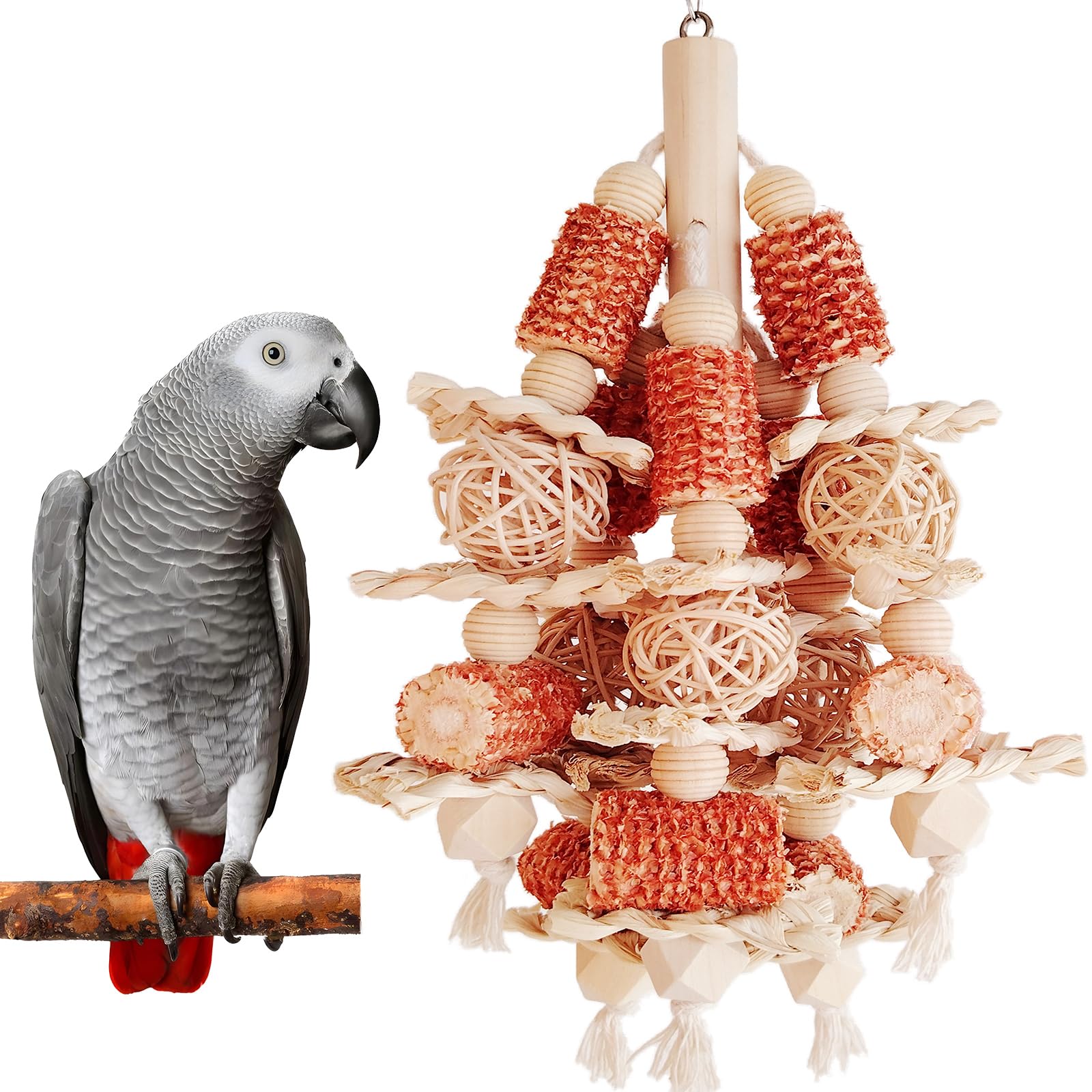 Bird Toys, Natural Corn Stick Parrot Toys Hanging in Bird Cages,for Small and Medium-Sized Macaws,African Grey,Cockatoos,Cockati