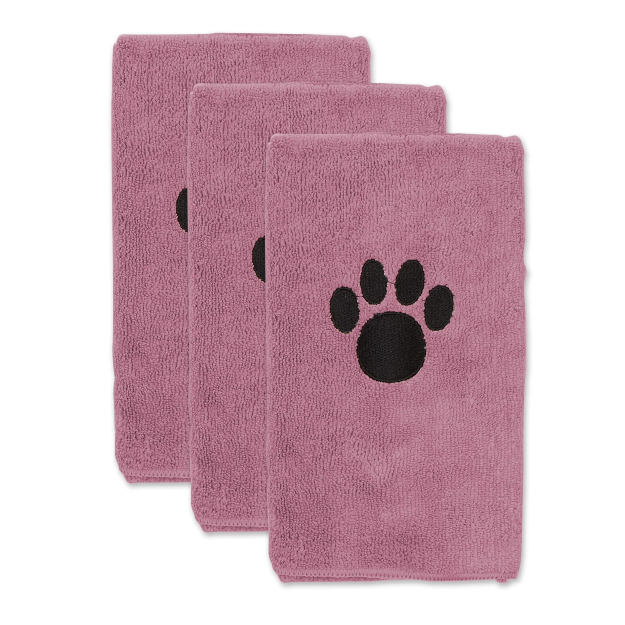 Bone Dry Pet Grooming Towel Collection Absorbent Microfiber Drying Set, 15X30Inch , Embroidered Rose, 3 Count