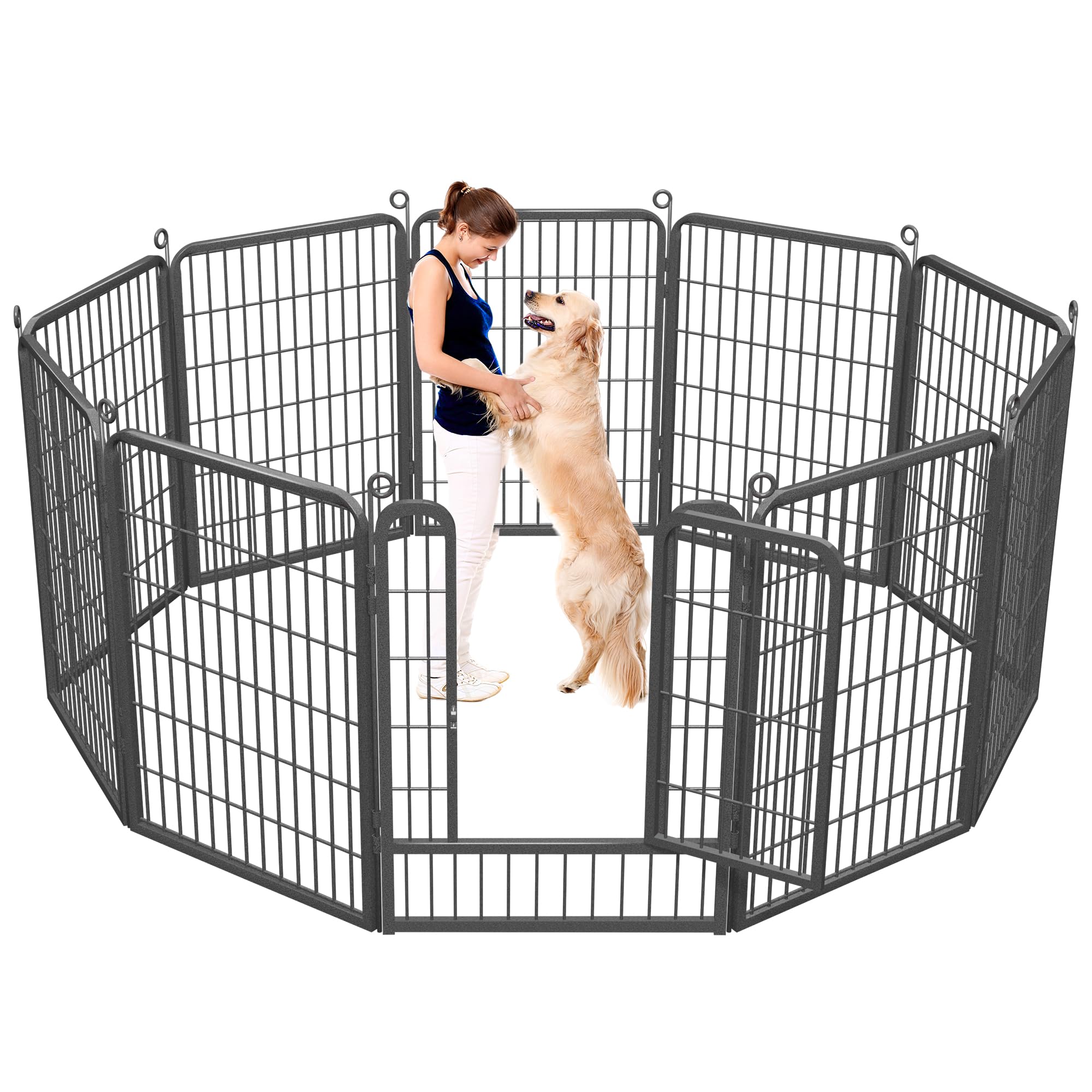 Jhsomdr Dog Playpen Outdoor, 40 Inch 10 Panels Heavy Duty Dog Fence For Indoor Outdoor, Rustproof Metal Dog Pen For Large Medium
