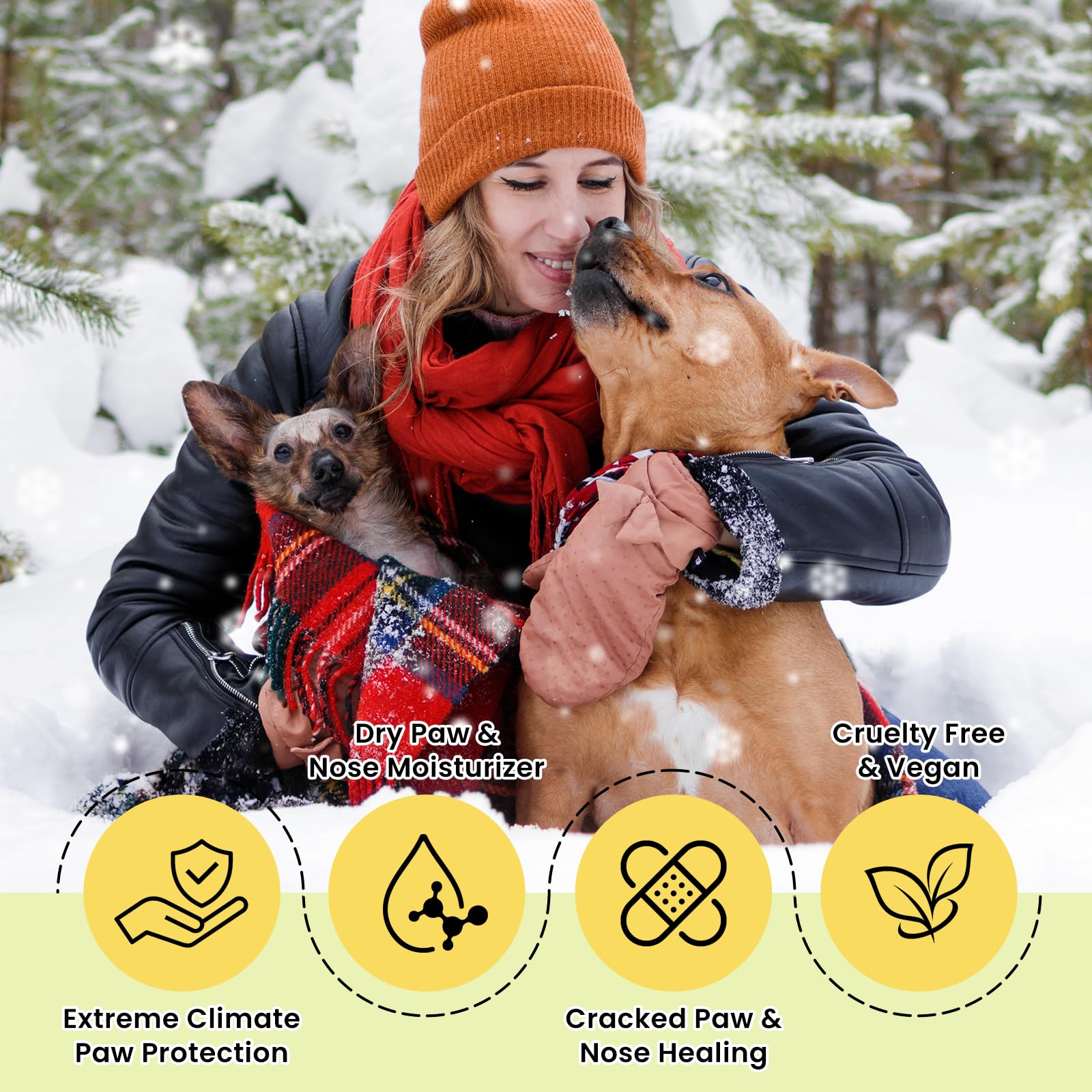 Tinioey Dog Paw Balm Dogs Lick Safe (2.3Oz) | 100% Natural & Organic Cat Dog Paw Pad Balm | Dog Nose Balm For Dry Nose | Paw Moi