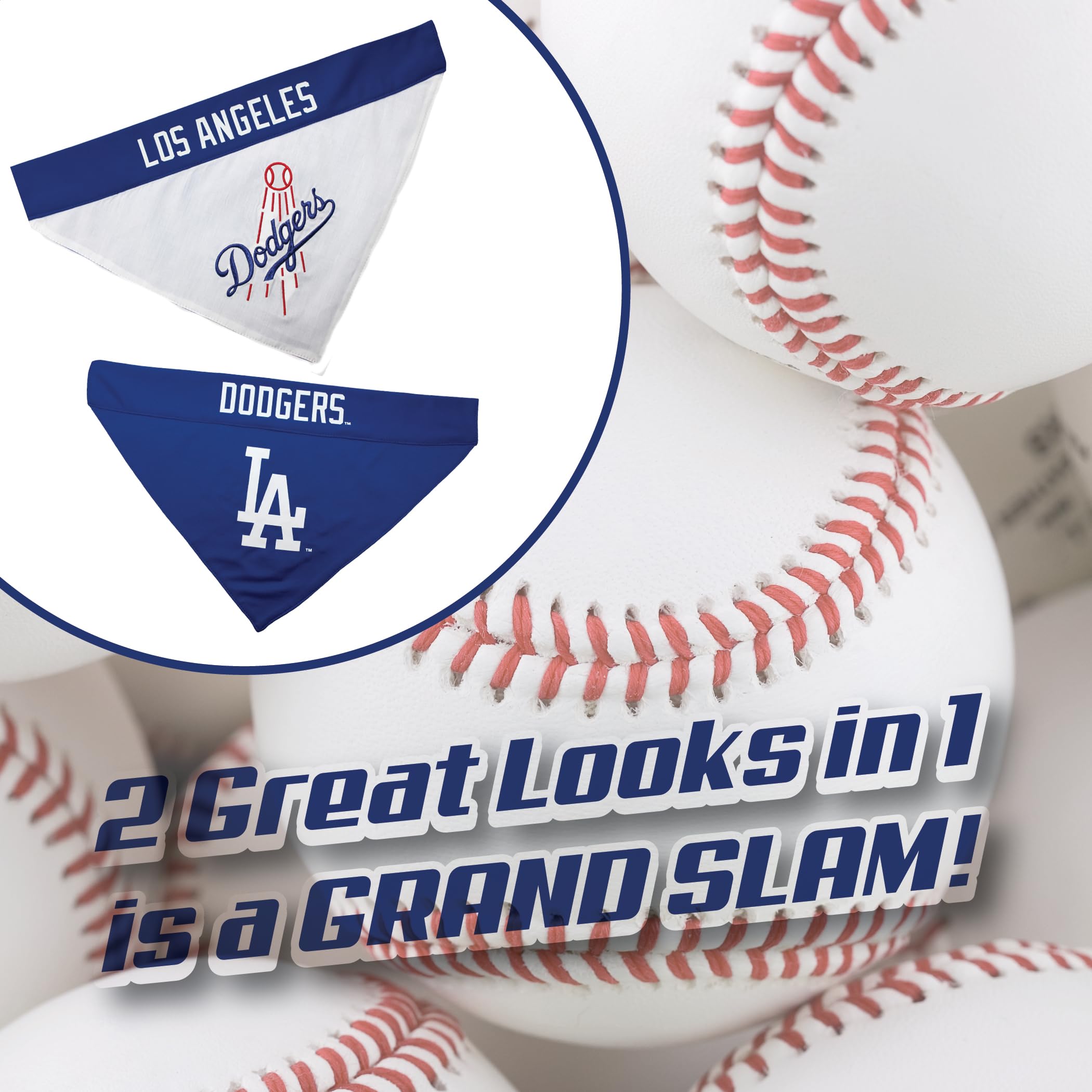 Pets First Lad-3217-L-Xl Mlb Los Angeles Dodgers Reversible Pet Bandana, Large/X-Large, Mlb Team Color