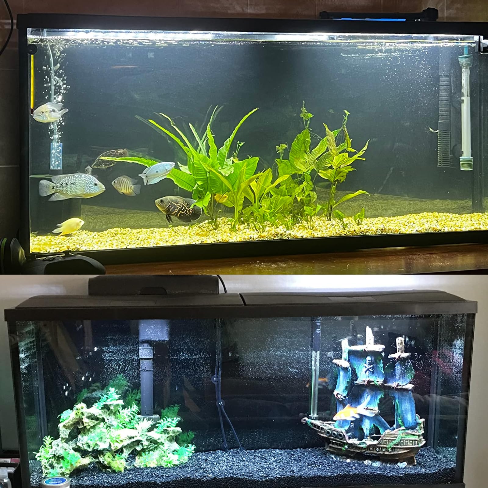 ELEBOX Aquarium Background Blue Black Fish Tank Background Picture 2 Sides Fish Backdrop for Aquarium Wallpaper 12x 32