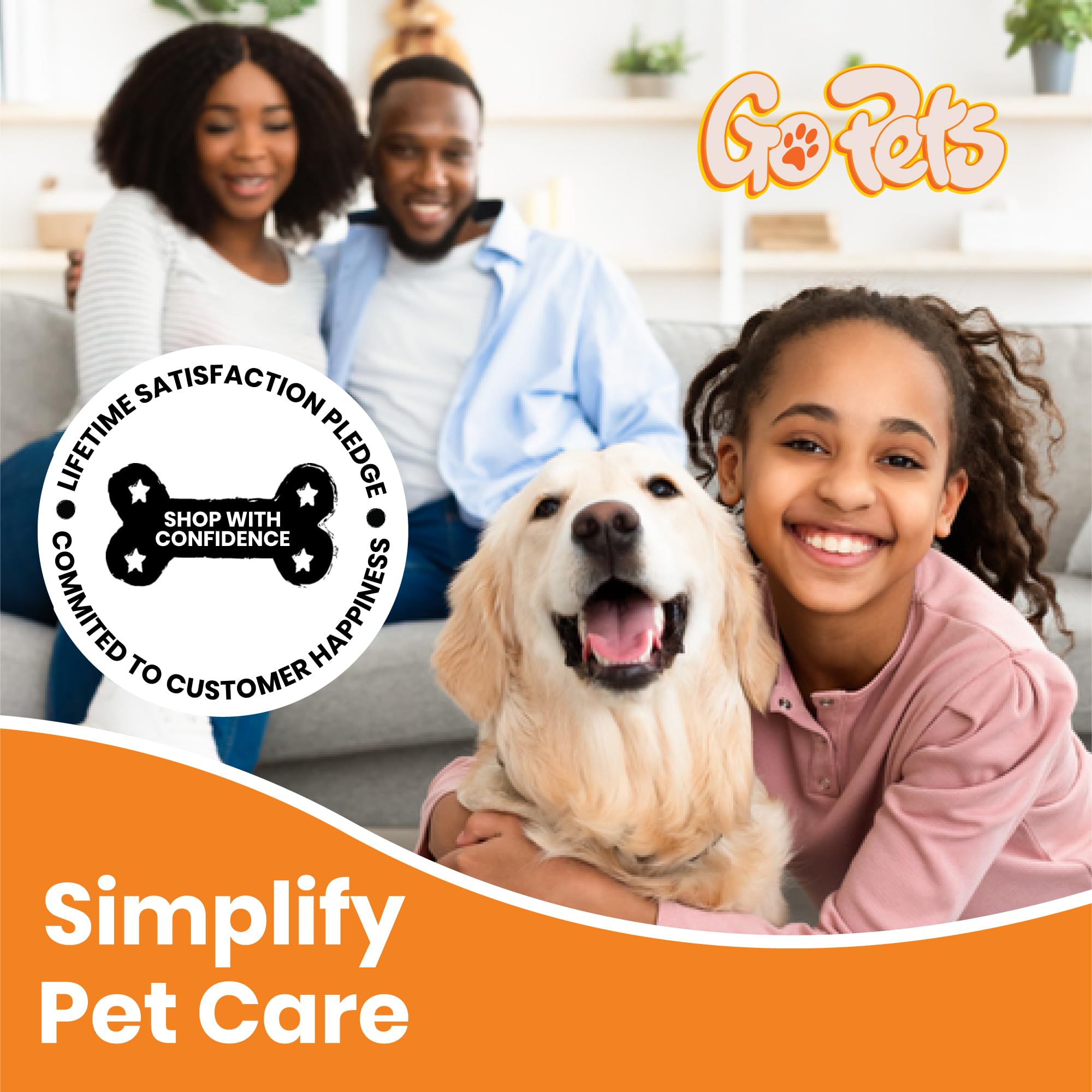 GoPets Double-Sided Dog & Cat Brush, Medium, Orange and Grey, Plastic, Removes Shedding Fur & Mats, Ergonomic Handle