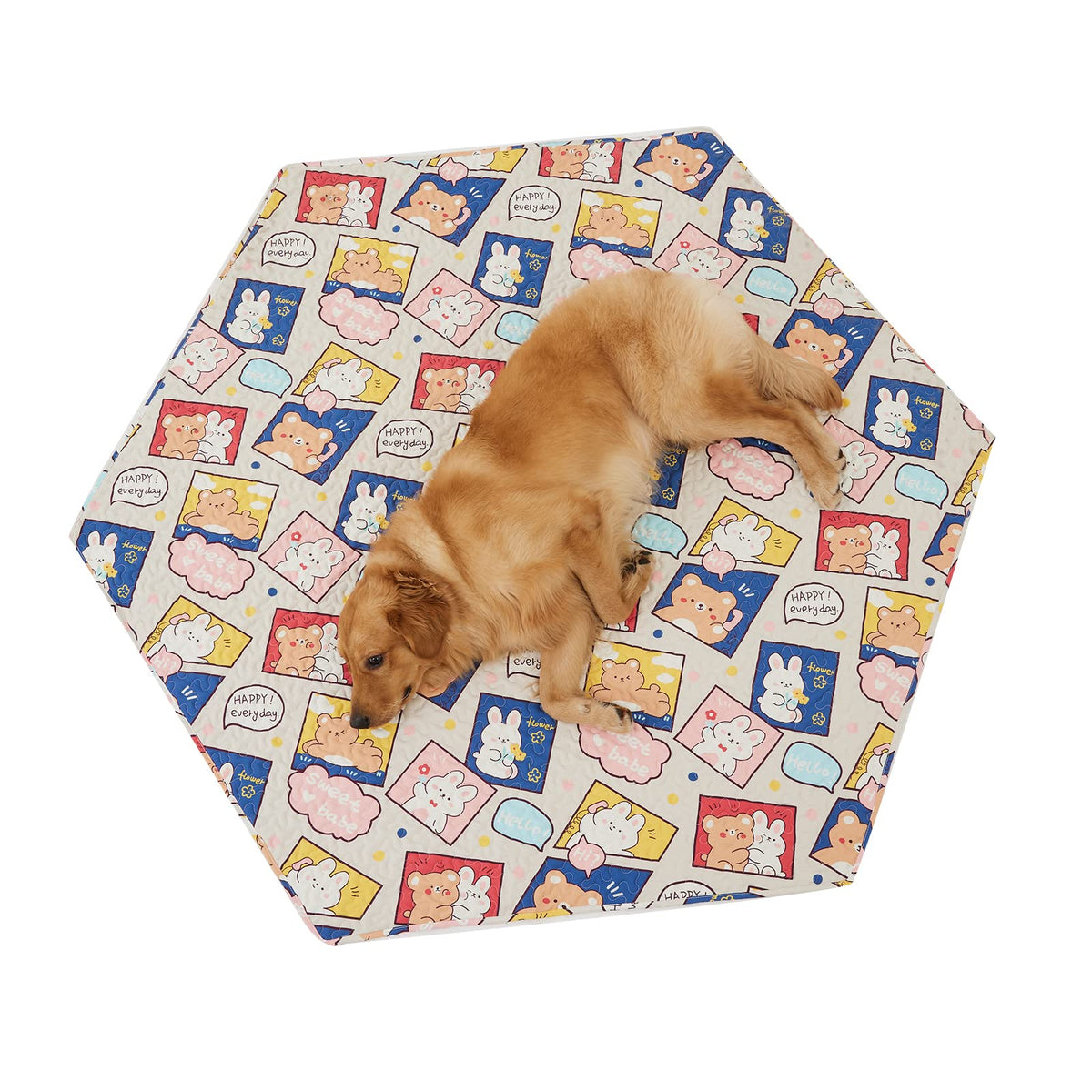 Pjyucien Machine Washable Hexagonal Dog Playpen Mat, 36 Inches Wide, Non-Slip Pet Pen Pee Pad, Suitable For Indoor/Outdoor Puppy