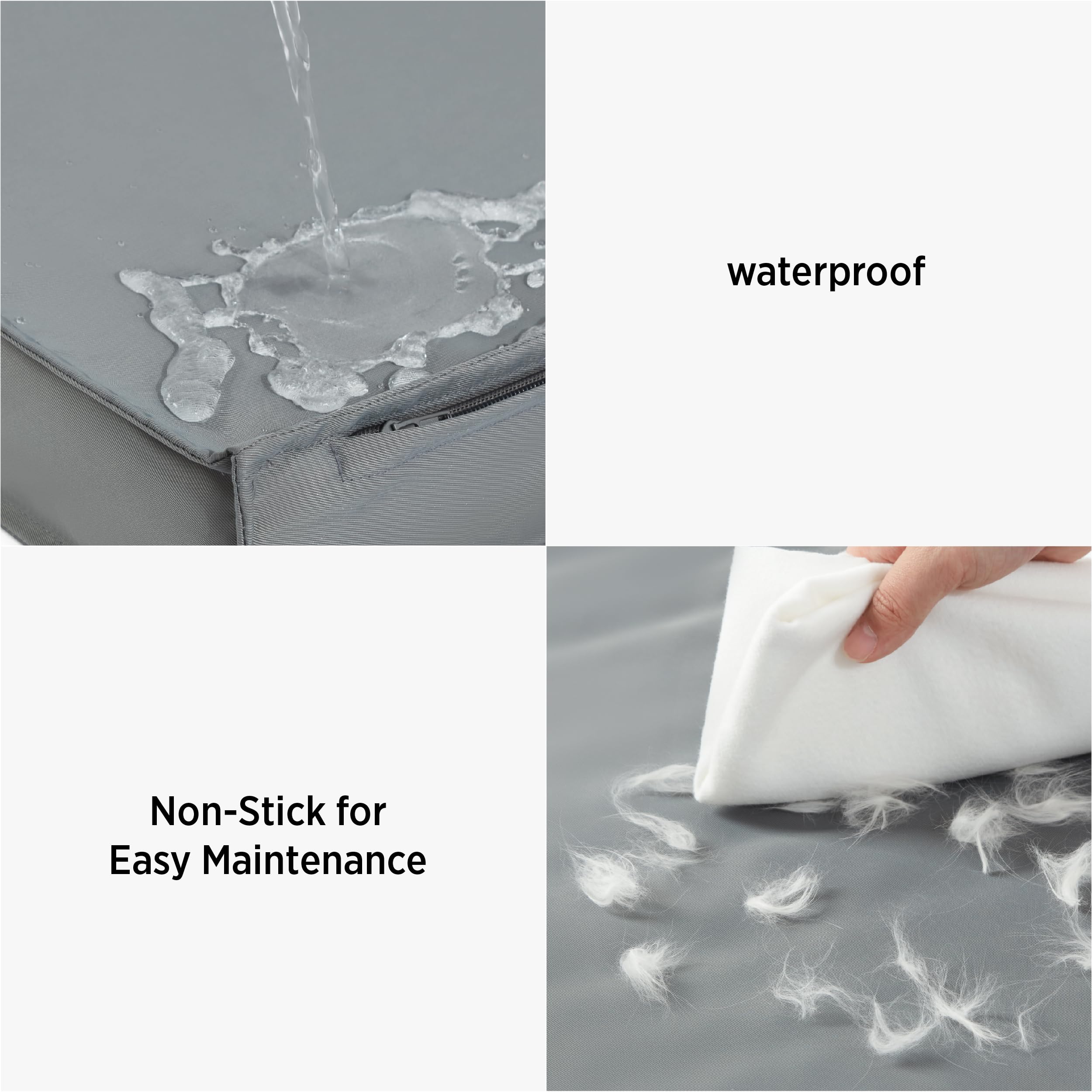 Lesure Water-Resistant Dog Bed Cover - Large Washable Replacement Cover For Pet Mat 36X27X3 Inches, Grey