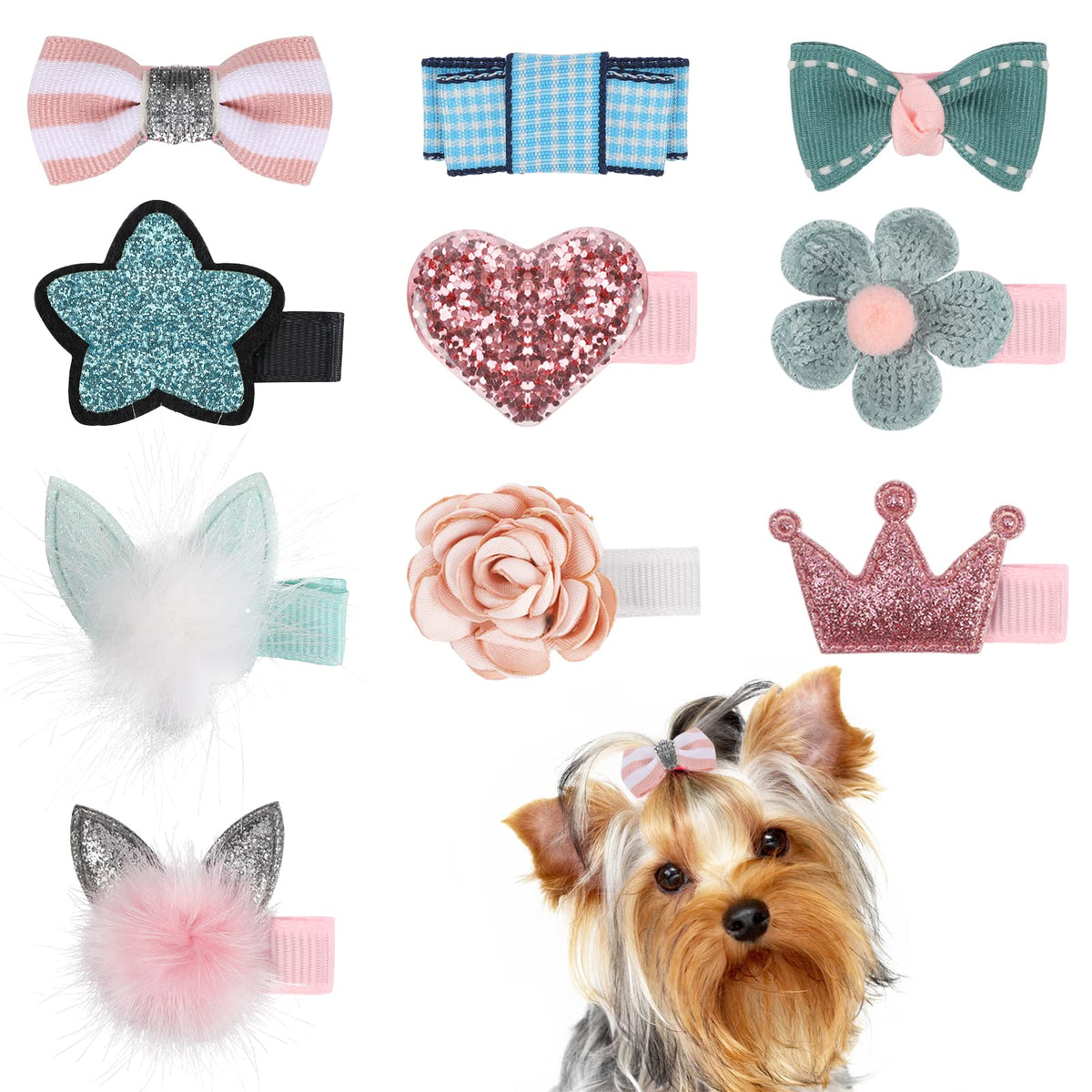 10 Pcs Dog Hair Clips Small Dog Hair Bows Cute Dog Hair Grooming Accessories Girls Puppies Hair Barrettes Flower Crown Hairpin Cat Topknot Pet Headdress Dog Grooming Bowknot For Kitten Pet Small Dog