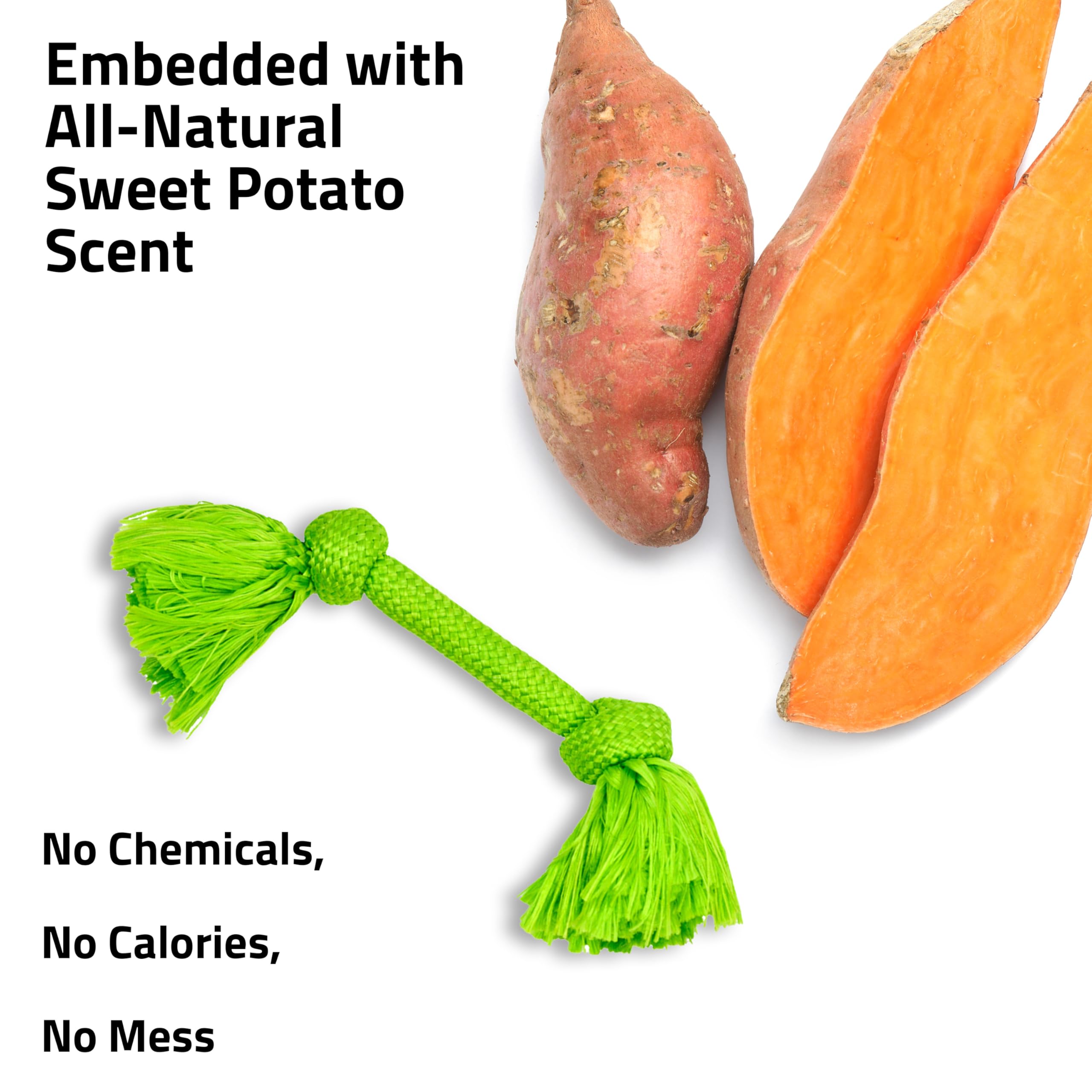 Playology Dog Toys | Dri-Tech Rope Toy Tug of War Rope for Aggressive Chewers | Medium Sweet Potato Scented Toy - Easy to Clean