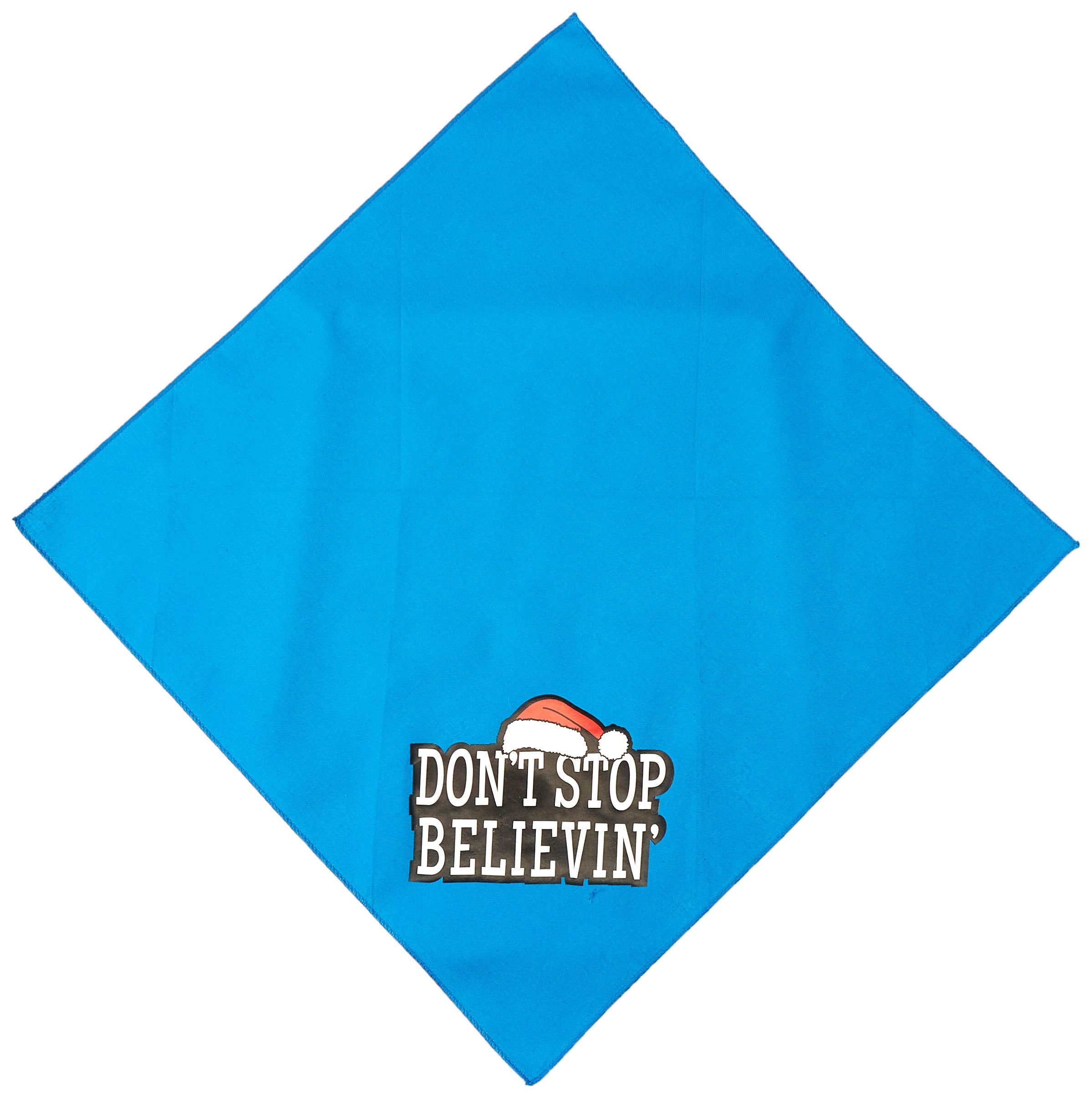 Christmas Pet and Dog Bandana Screen Printed, &quot;Don't Stop Believin'&quot; Turquoise Small