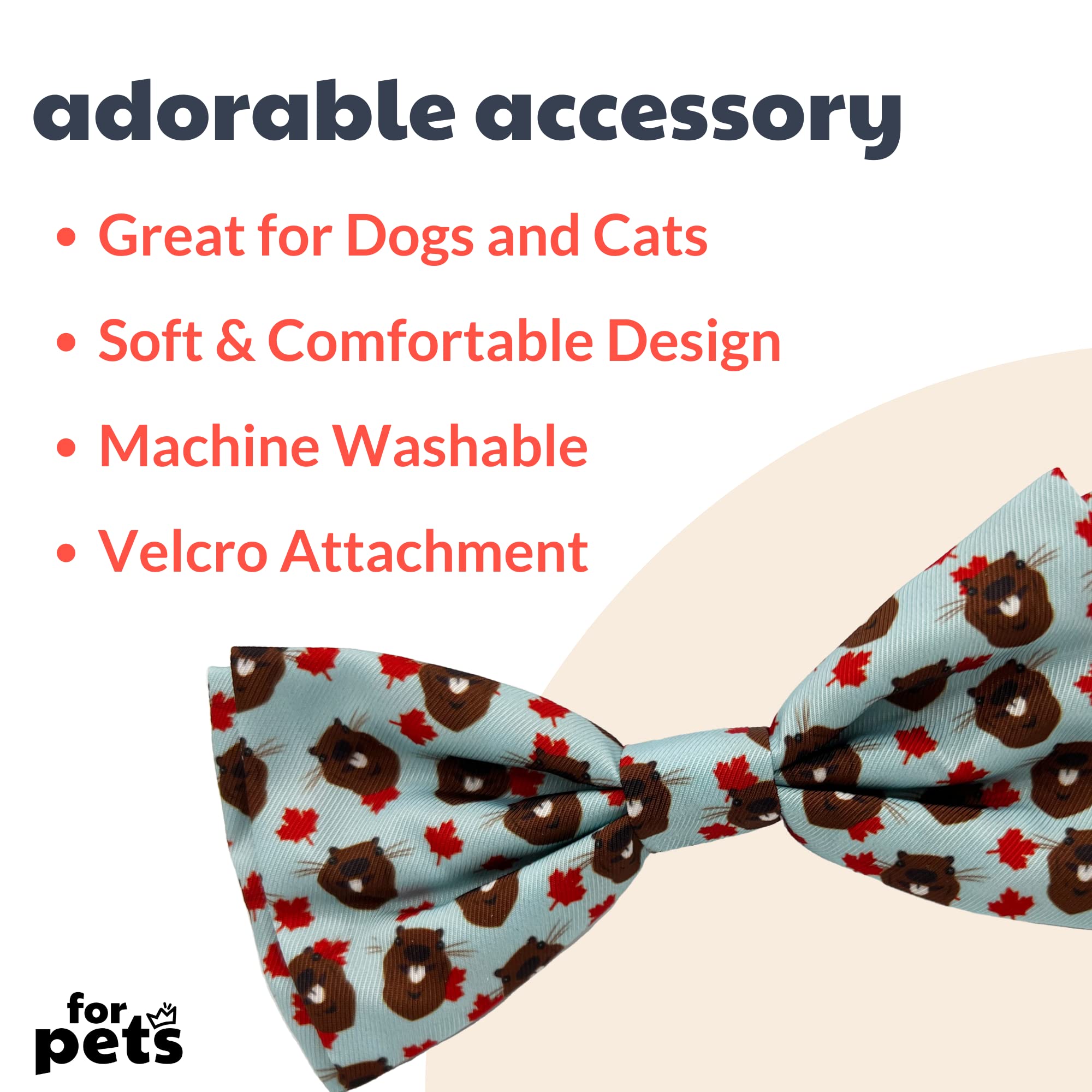 Huxley & Kent Bow Tie For Pets | Tossed Beaver With Leaf (Small) | Bow Tie Collar Attachment | Fun Bow Ties For Dogs & Cats | Cu