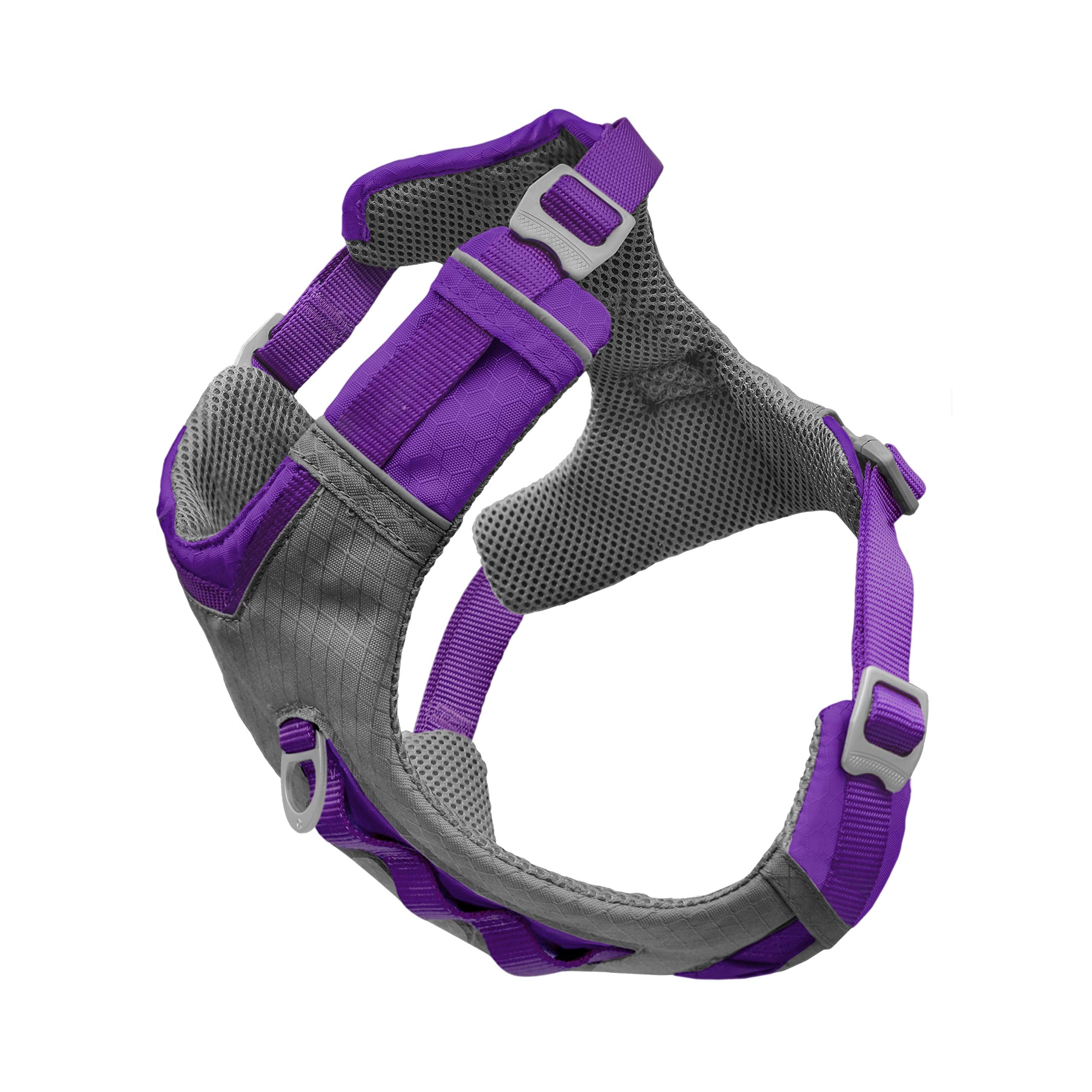 Kurgo Journey Air Dog Harness, Vest Harnesses For Dogs, Pet Hiking Harness For Running & Walking, Reflective, Padded, Includes Control Handle, No Pull Front Clip (Purple, Small)