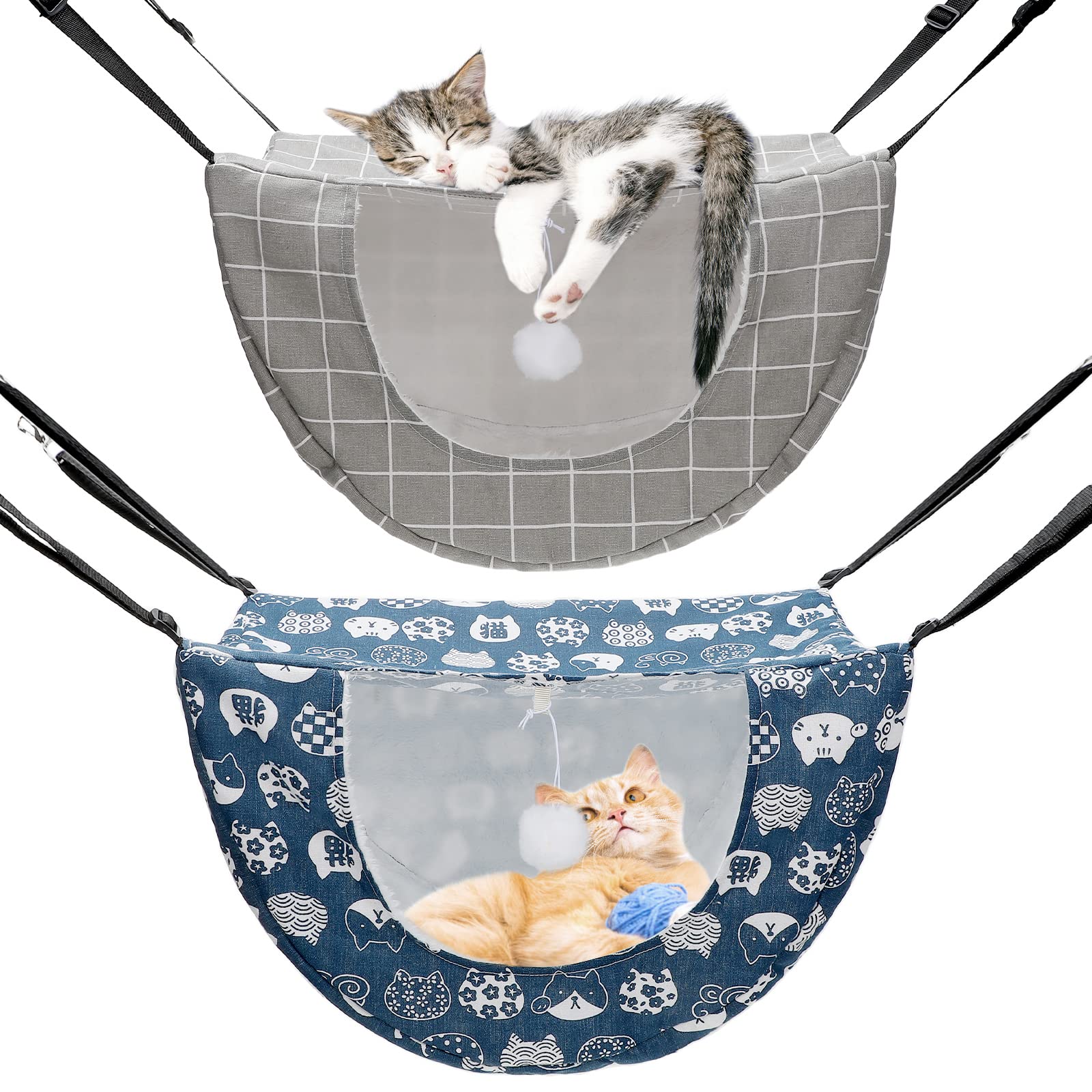 Unittype 2 Pieces Cat Cage Hammock Hanging Pet Bed Double Layer Soft Plush Hanging Pet Comfortable Hammock Bed For Indoor Kitten