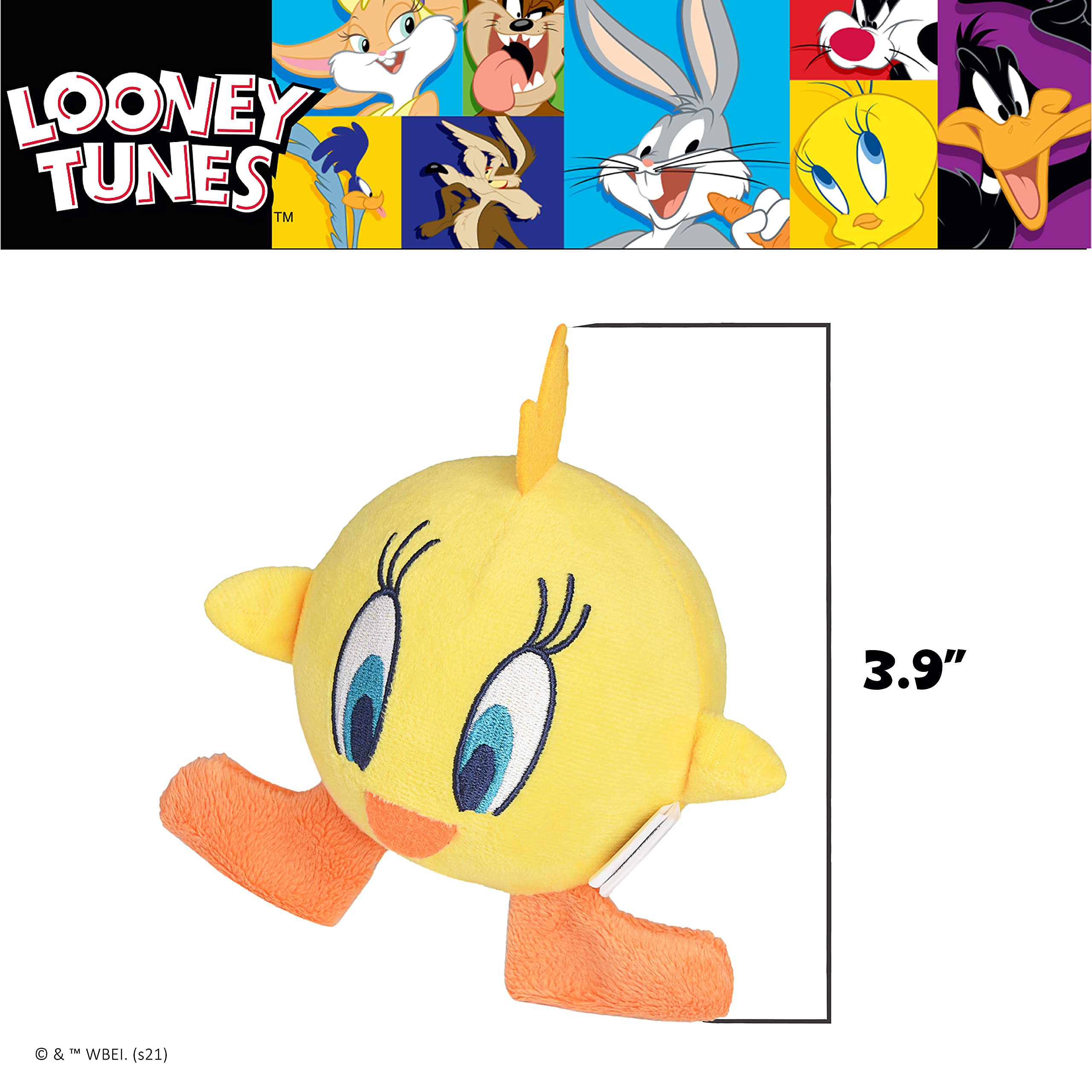 Looney Tunes For Pets Yellow Tweety Bird Ball Body Plush Dog Toy For All Dogs | Squeaky Toy For Dogs Chew Toy | Tweety Bird Character Soft Plush Stuffed Dog Toy