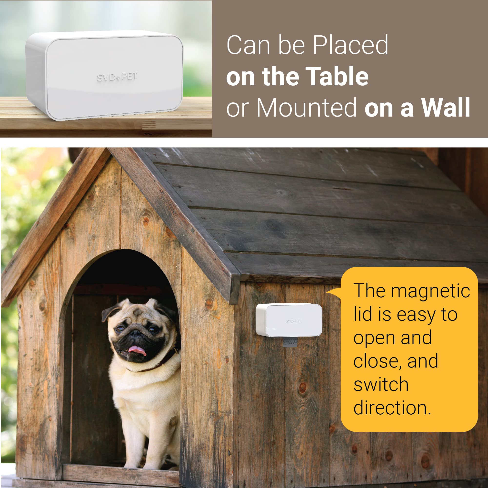 SVD.PET Dog Poop Bag Dispenser, White, Holds 120 Bags, Wall Mount or Tabletop Use, Includes 8 Rolls of Waste Bags