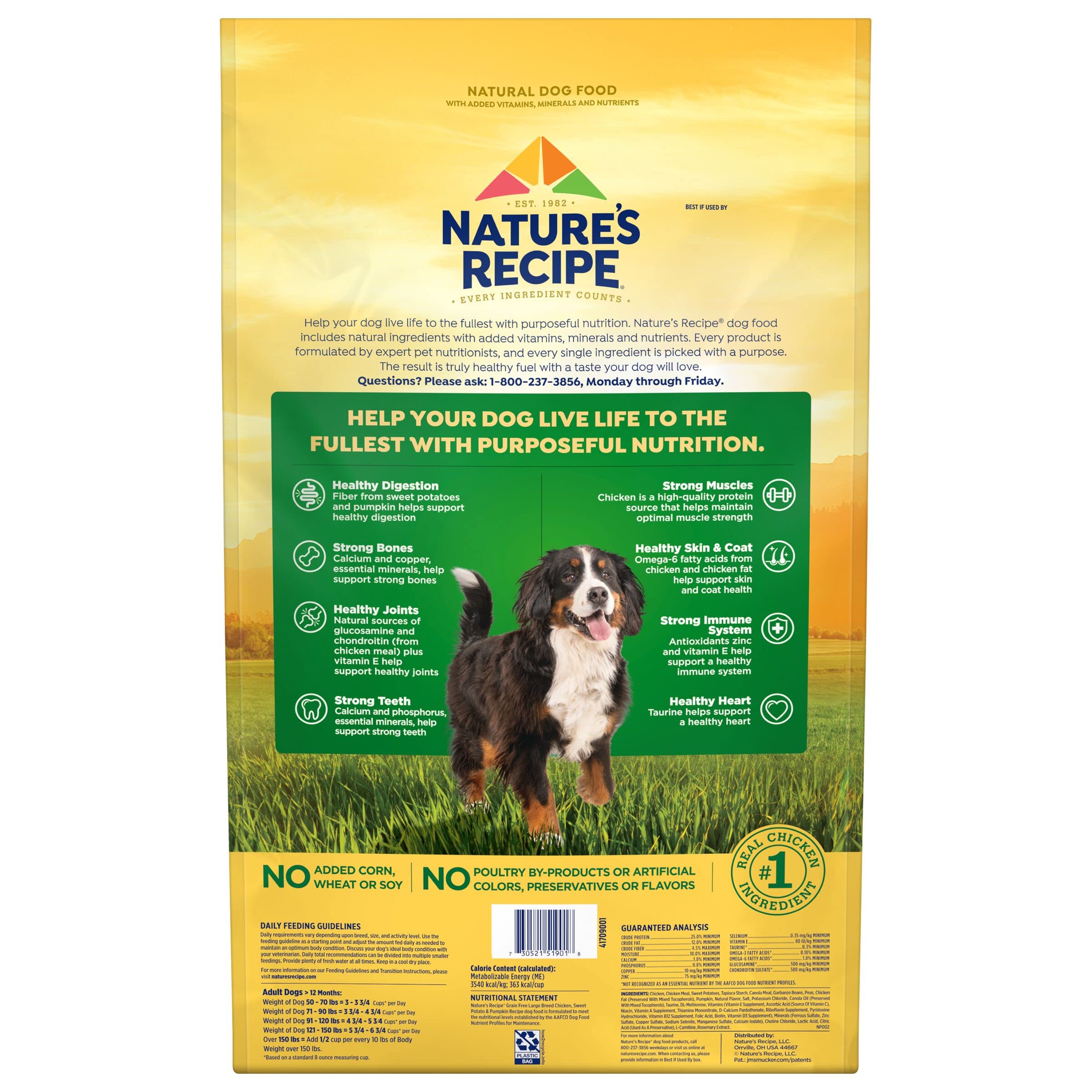 Nature's Recipe Grain Free Dry Dog Food, Chicken & Sweet Potato, 24 lb Bag