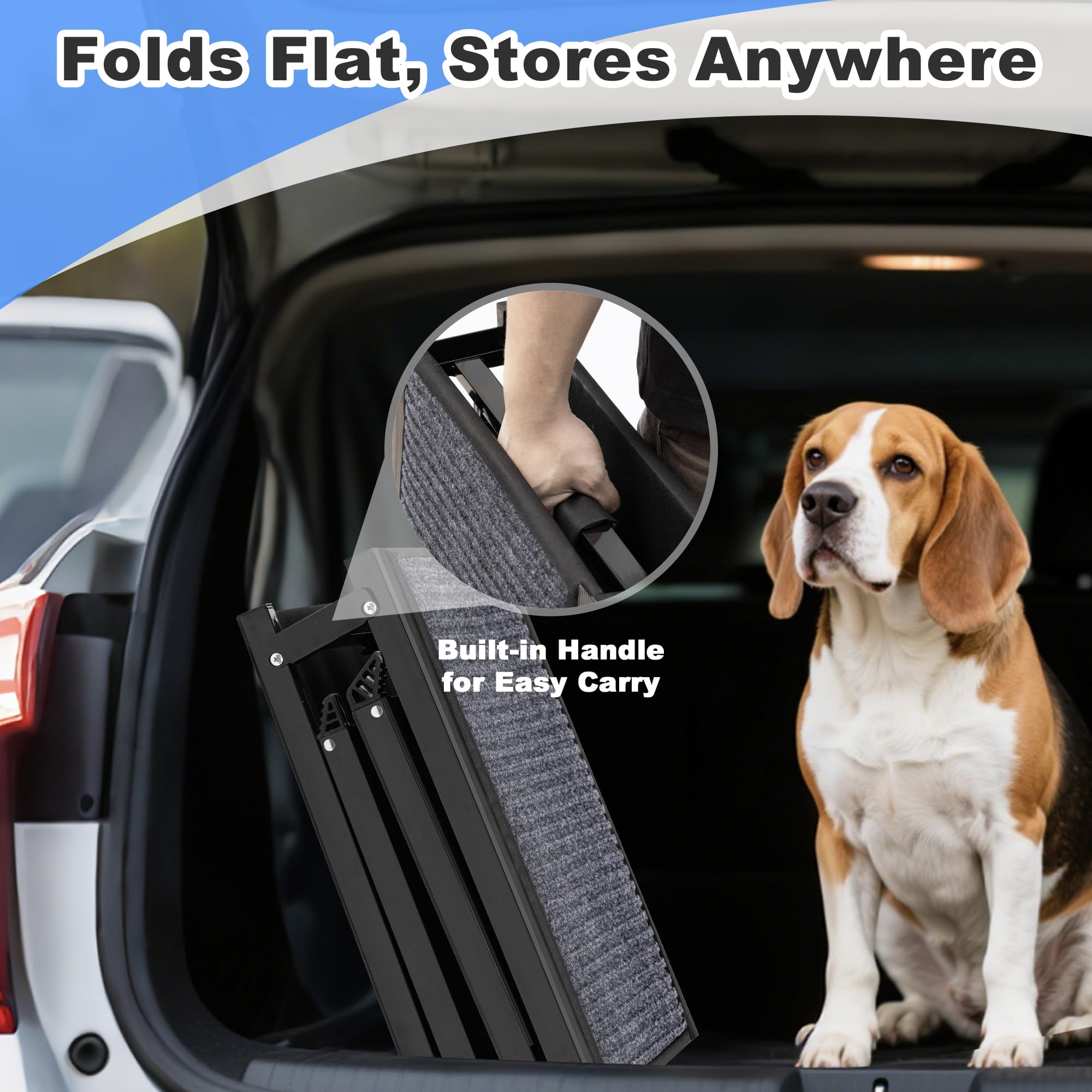 COSIEST Dog Ramp for Car, 63 L x 17.3 W Folding Pet Ramp for Large Dogs Up to 250LBS, Portable Dog Steps with Non-Slip Surface f