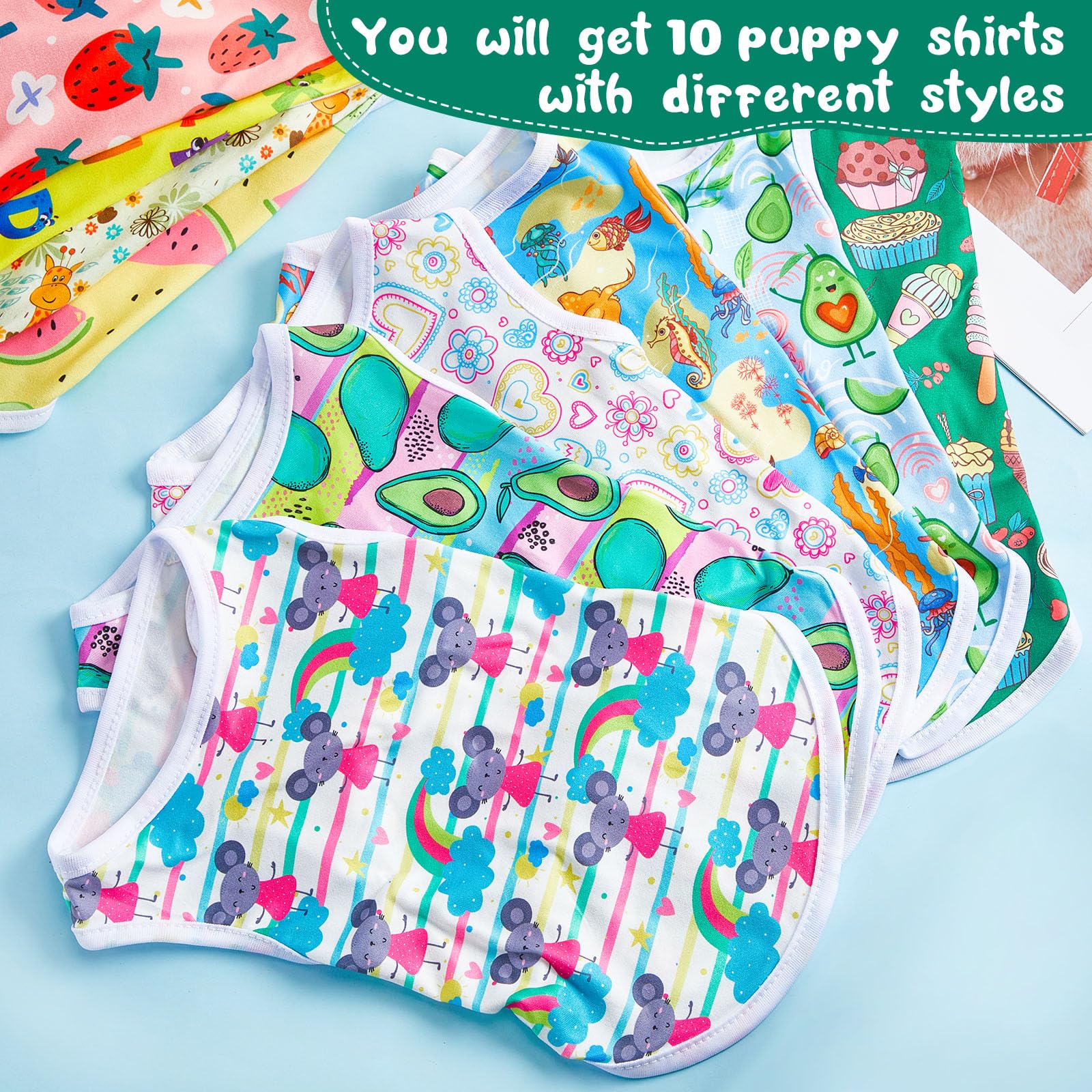 Saintrygo 10 Pcs Lovely Puppy Shirts Print Dog Clothes Breathable Pet Cartoon Dog Shirt Clothes Sweatshirt For Puppy Cat(X-Large