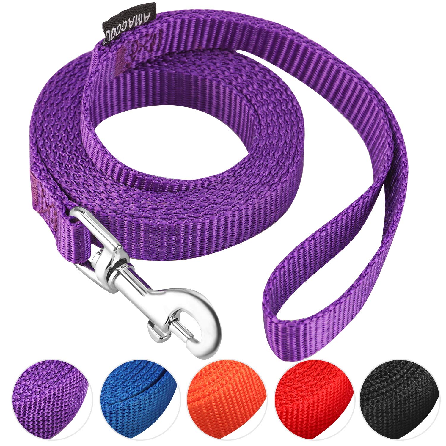 Amagood 6 Ft Puppy/Leash, Strong Traditional Style With Easy To Use Collar Hook, Great For Small, Medium And Large Dogs (5/8In X