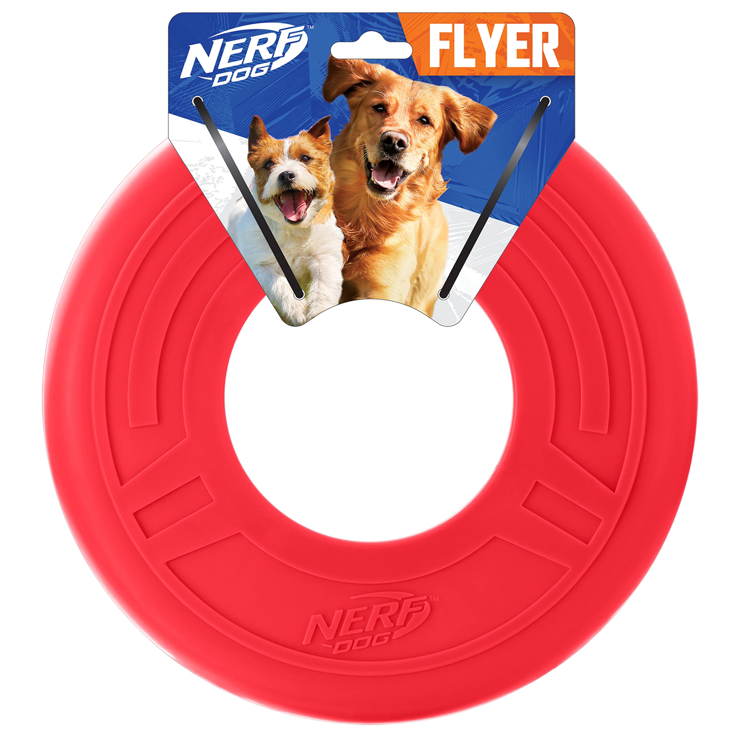 Nerf Dog Atomic Flyer Outdoor Dog Toy, 10 Inch Flying Disc Dog Fetch Toy, Rubber Dog Toy For Medium Dogs And Large Dogs, Red