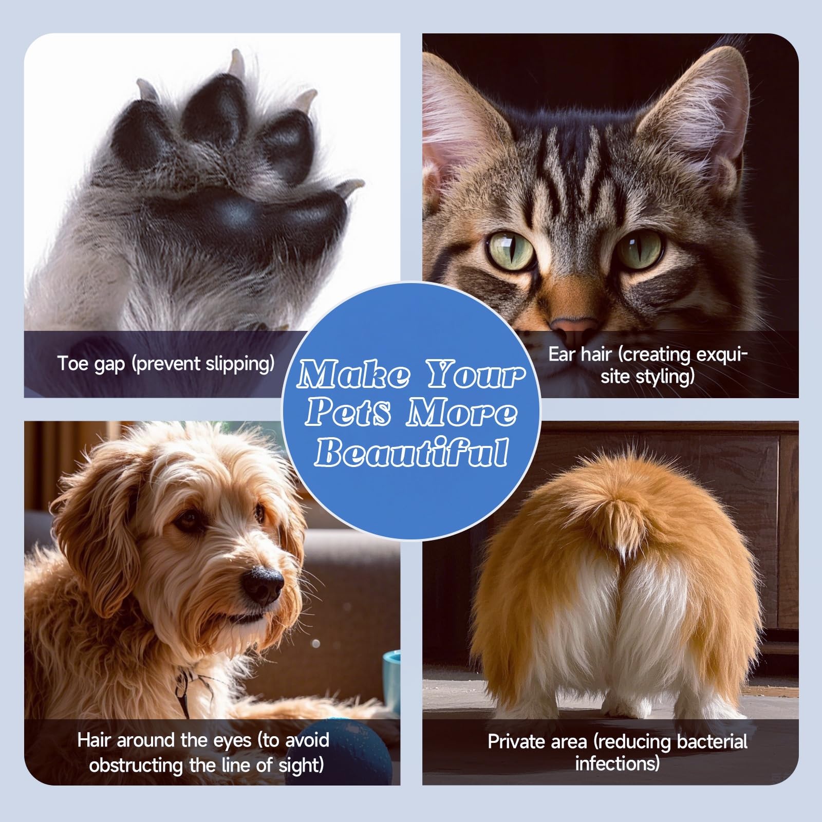 Paw Trimmer For Dogs Electric, Upgraded Pet Paw Trimmer With Led Light, Pet Hair Clippers Rechargeable Low Noise, Grooming Shave