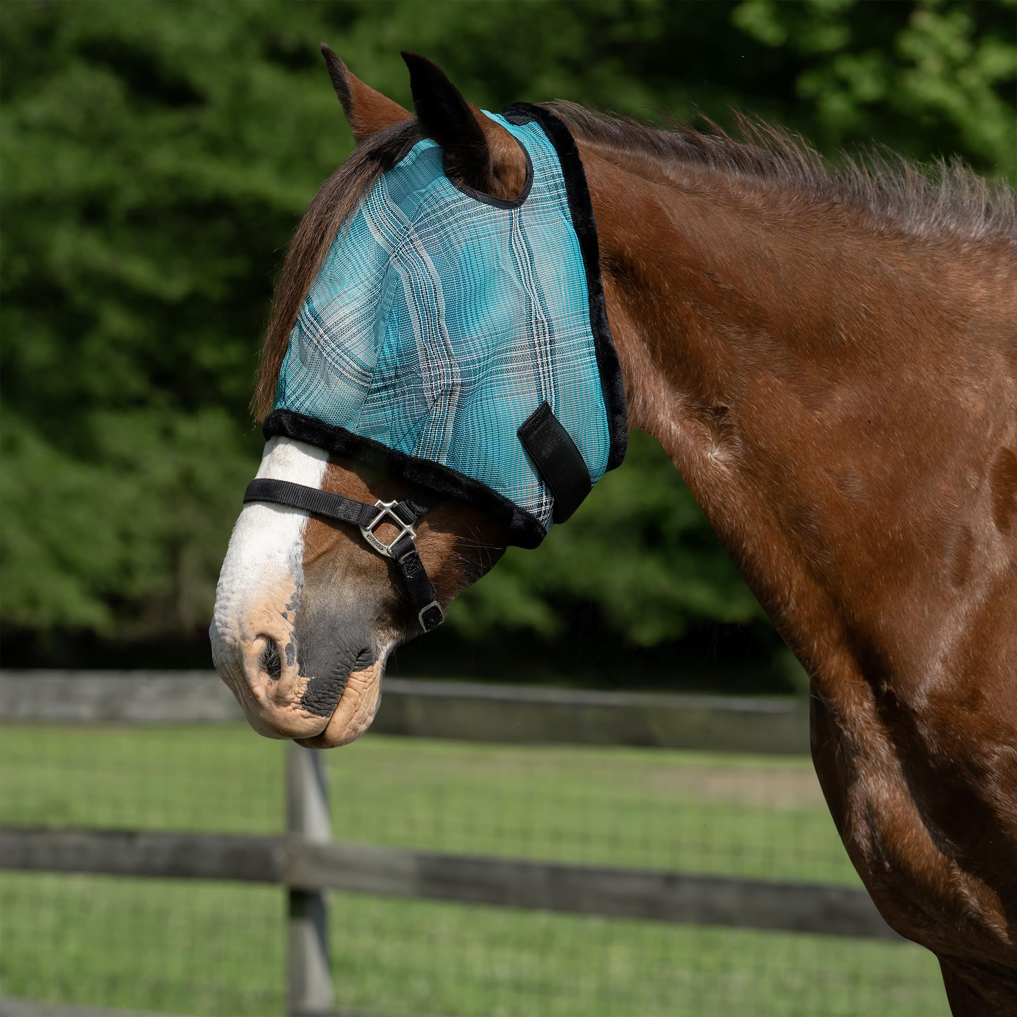 Kensington UV Fly Mask with Fleece Trim - Protective Mask with Dual Ear Opening Size: XXL Color: 2021-Atlantis