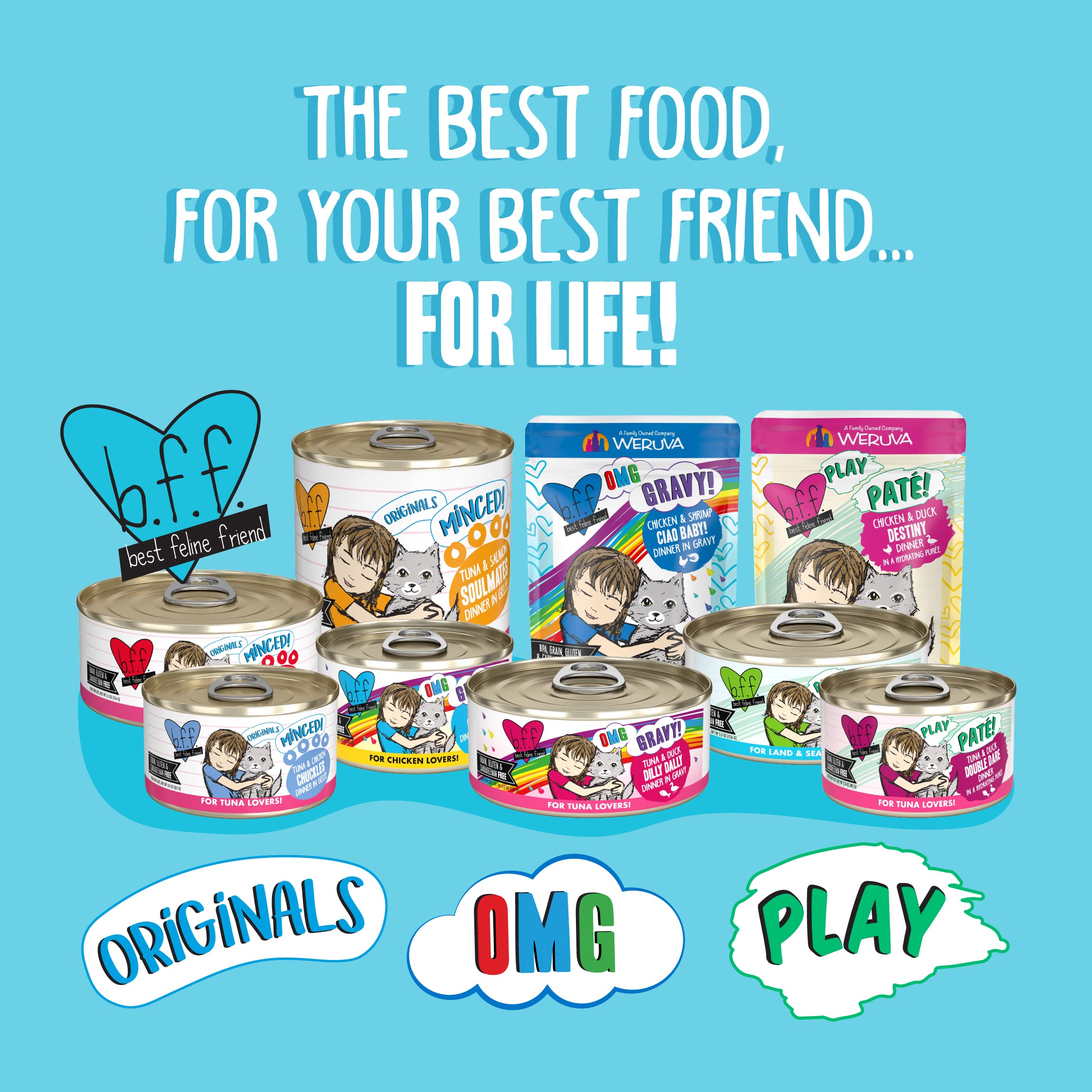 Weruva B.F.F. Play - Best Feline Friend Pat   Lovers, Aw Yeah!, Chicken & Tuna Til Then with Chicken & Tuna, 2.8oz Can (Pack of
