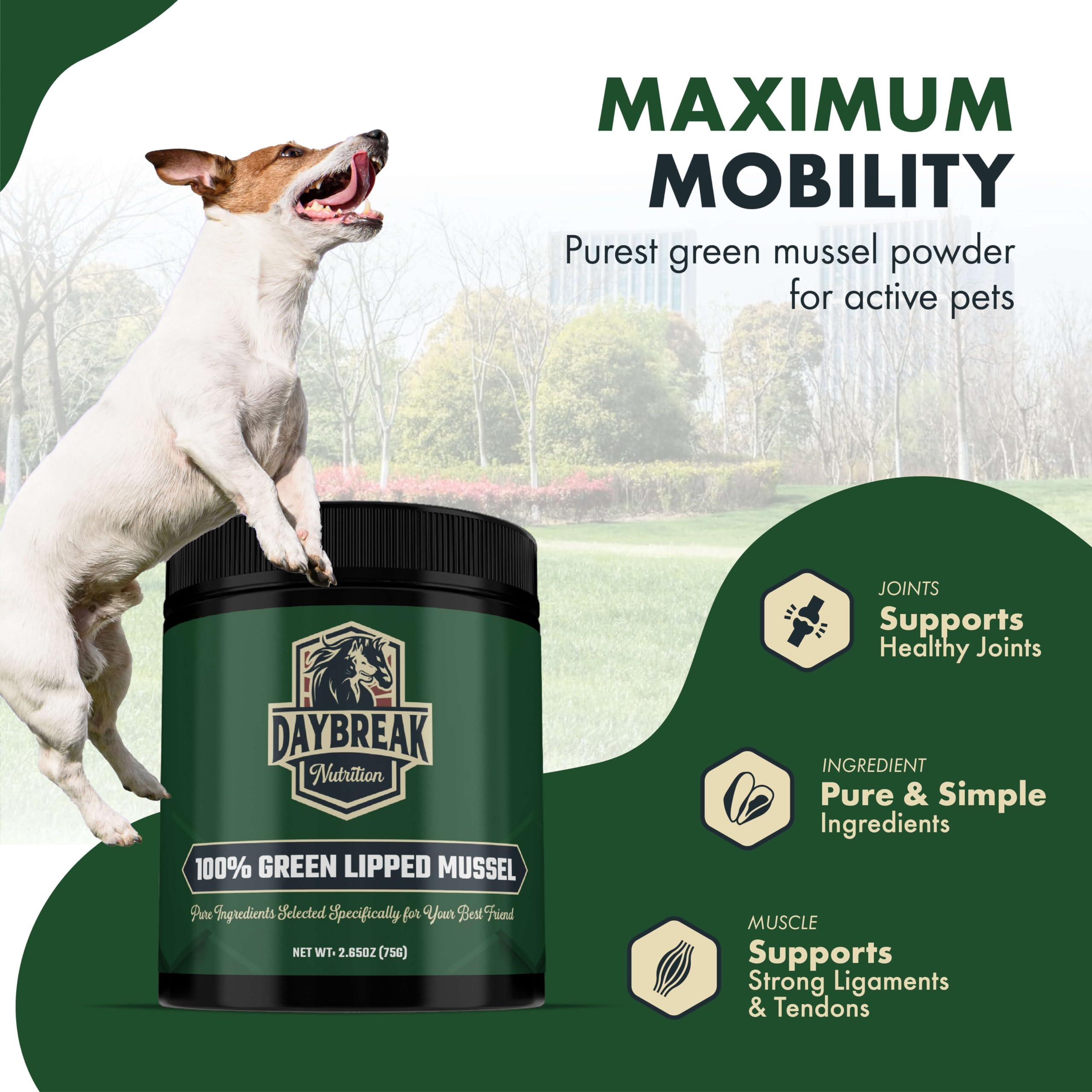 Pure Green Lipped Mussel Powder for Dogs and Cats - 100% New Zealand Green Lipped Mussels - Anti Inflammatory Supplement & Vitam