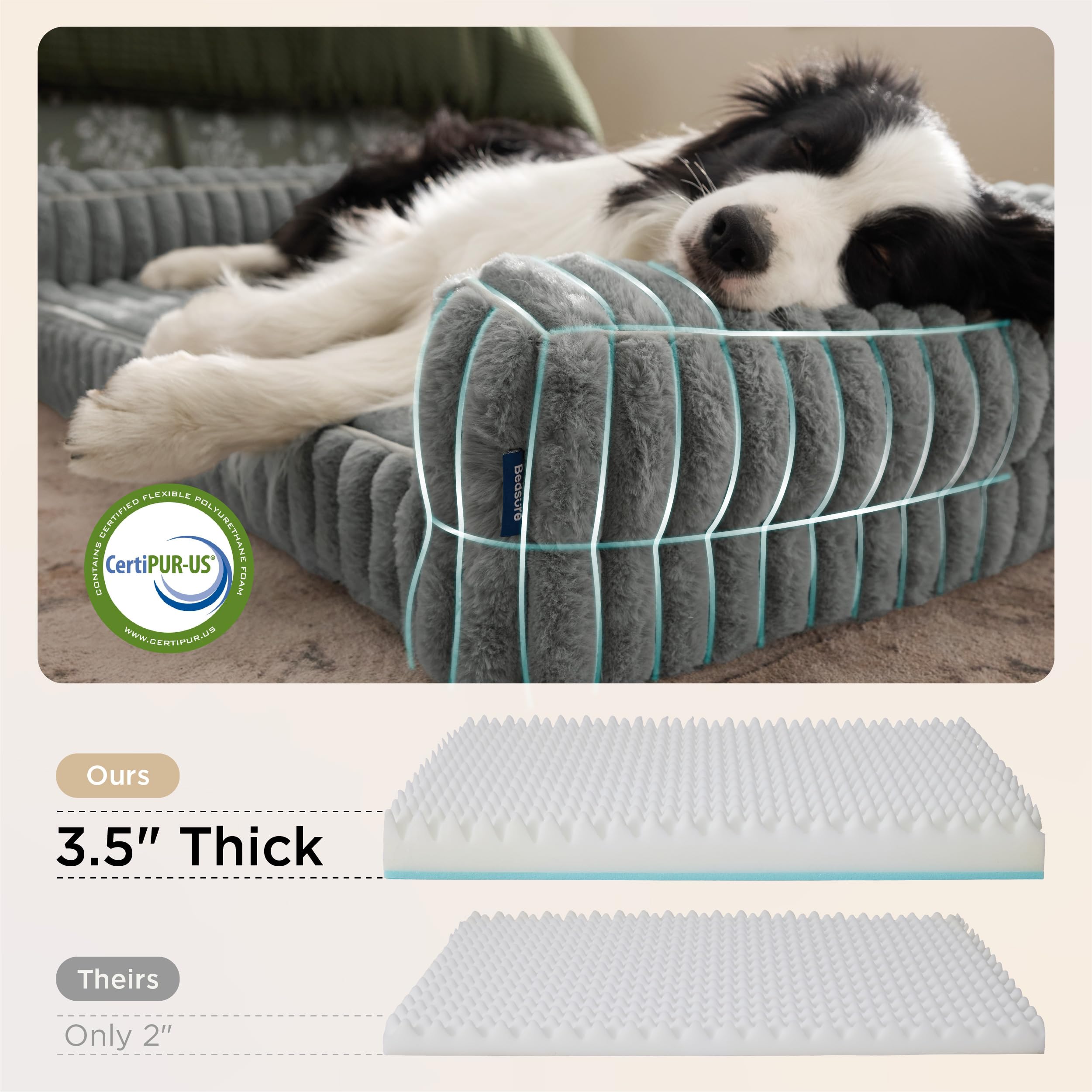 Bedsure Orthopedic Dog Beds for Extra Large Dogs, Waterproof Memory Foam XL Pet Bed with Sides, Non-Slip and Egg-Crate Foam Big
