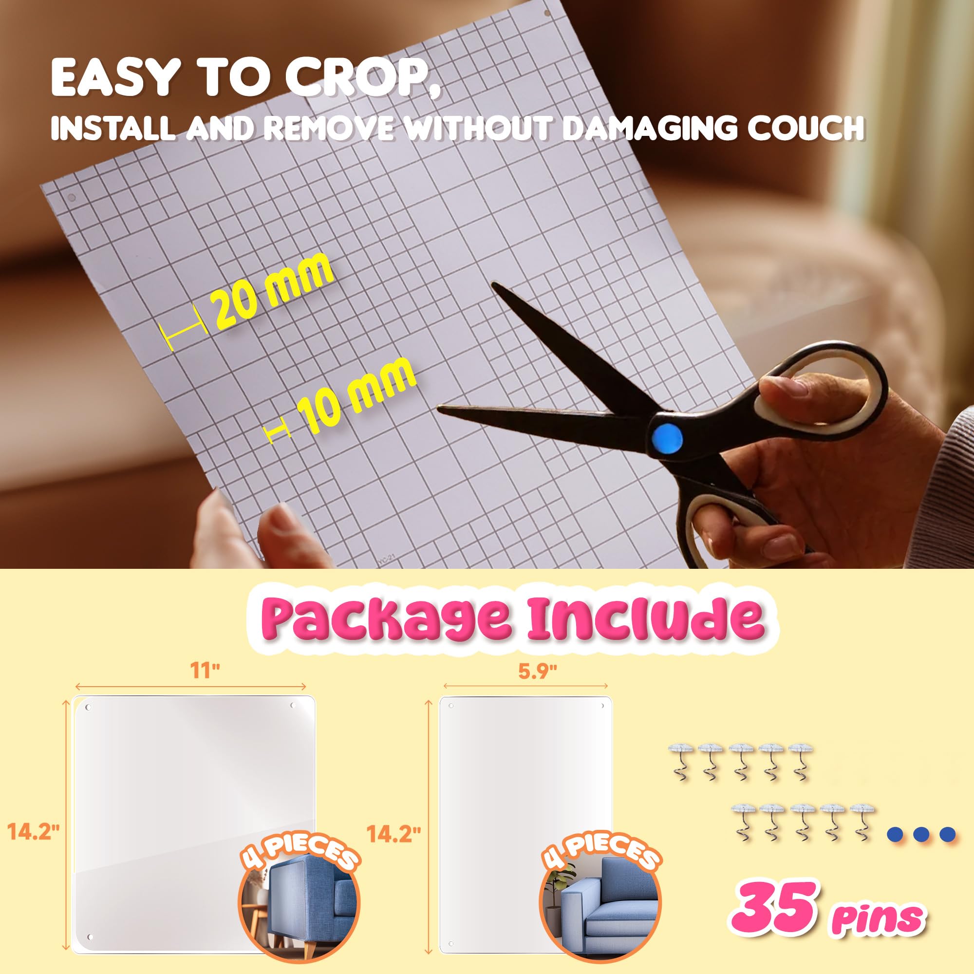 Thlhkd Cat Scratch Furniture Protector: 8 Pcs Couch Protectors Tape From Cats Claws Scratching Single Sided Clear Sticky Sheets