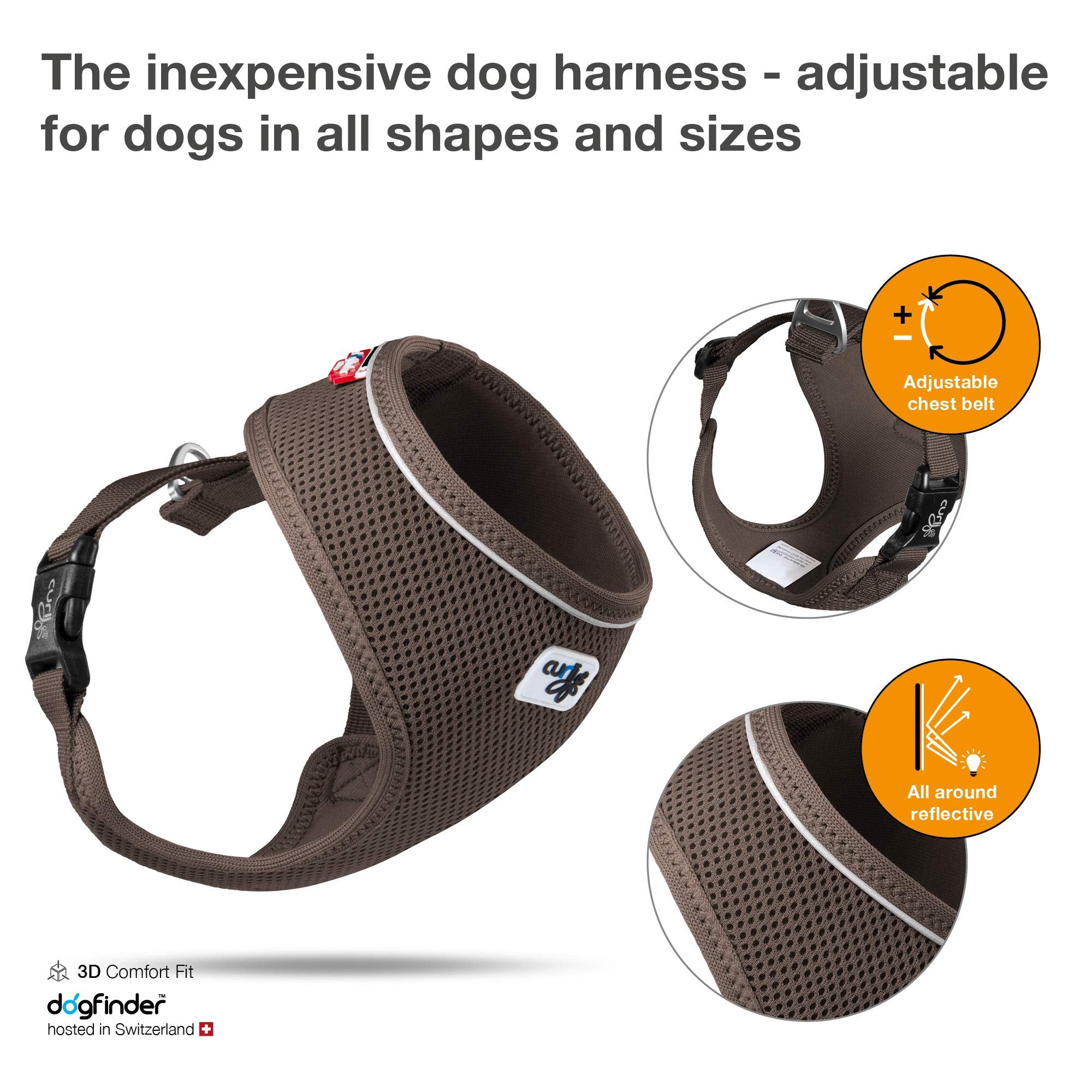 Curli Basic Harness Air-Mesh Dog Harness Pet Vest Adjustable Step-In Light Harness Blue S