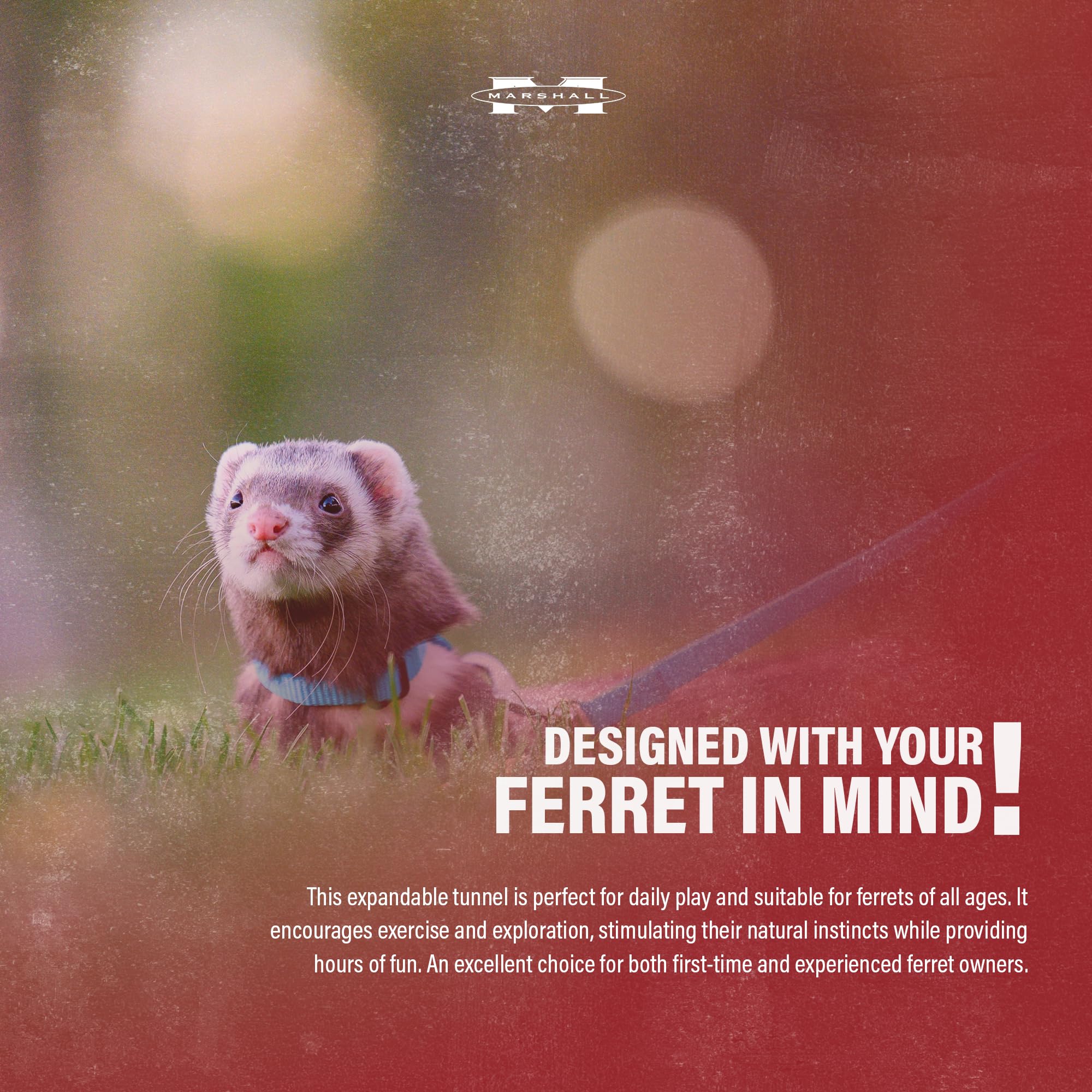 Marshall Pet Products Super Thru-Way - 15-Foot Interactive Tunnel For Ferrets And Small Pets, Durable And Flexible Design, Encourages Play And Exploration