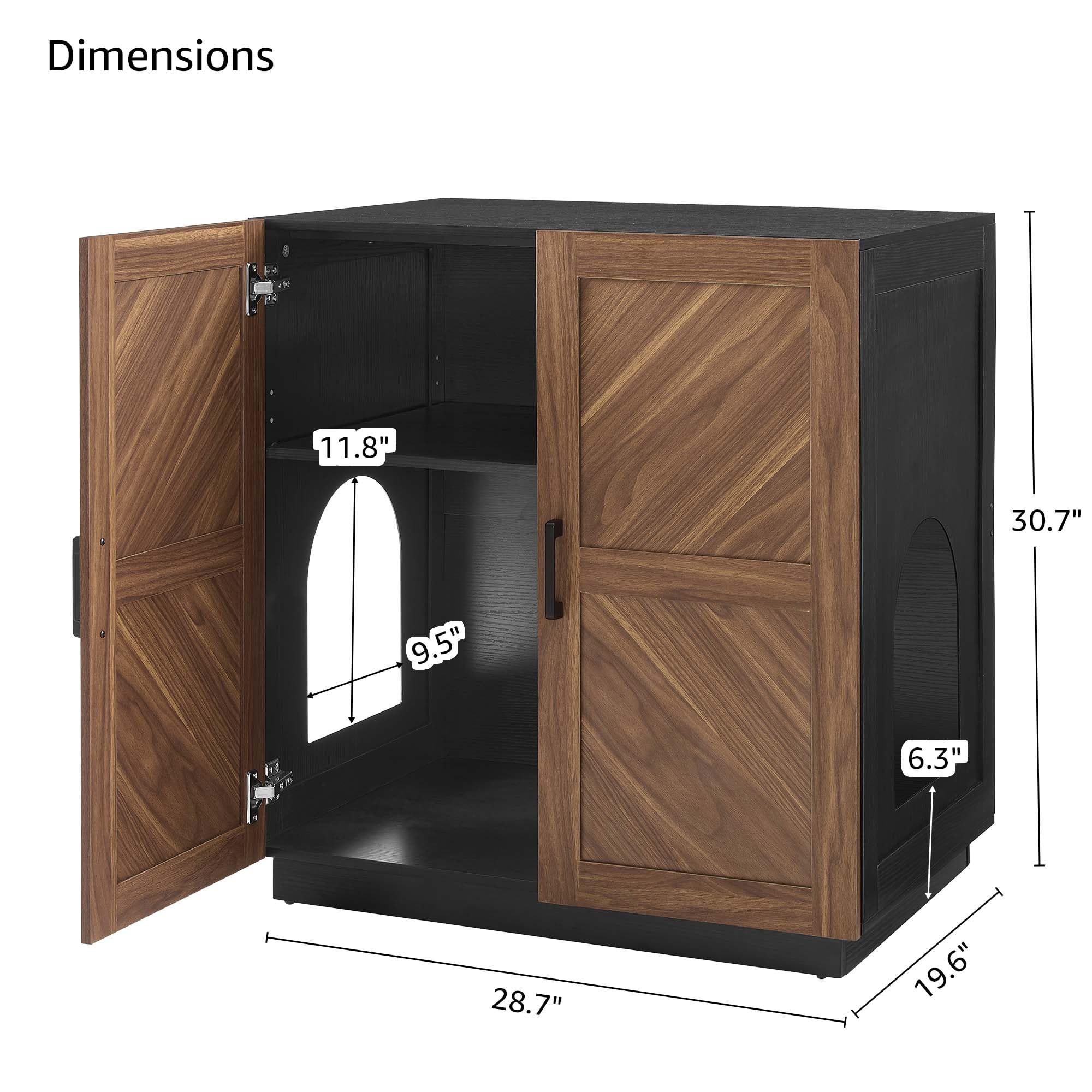 unipaws Cat Litter Box Enclosure with Shelves, Tall Hidden Litter Box Cover for Tall or Top Entry Litter Box, Kitty Enclosed Lit