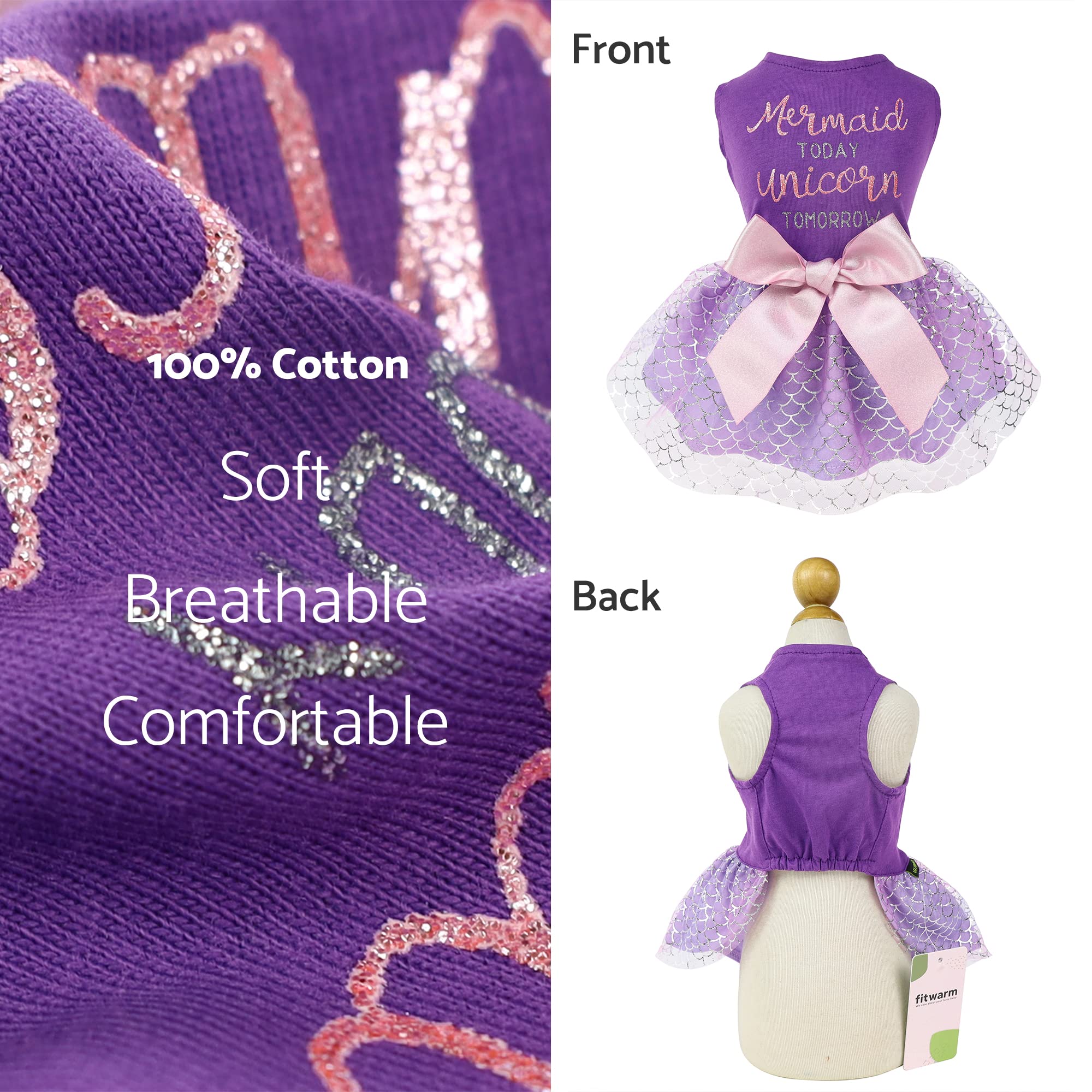 Fitwarm Mermaid Today Unicorn Tomorrow Dog Tulle Dress, Sparkly Dog Clothes For Small Dogs Girl, Pet Beach Costume, Cat Summer O