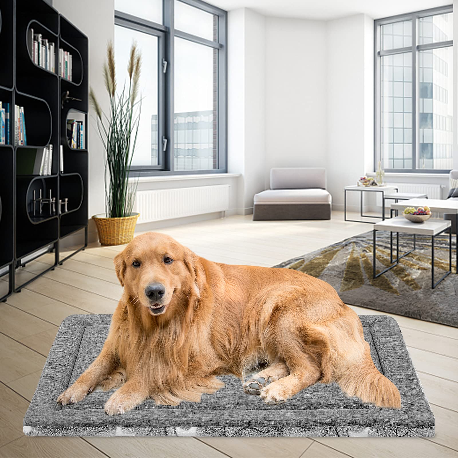 EMPSIGN Fancy Dog Bed Mat, Pet Bed Pad Reversible (Cool & Warm), Machine Washable Crate Pad, Pet Sleeping Mat for Small to XXX-L