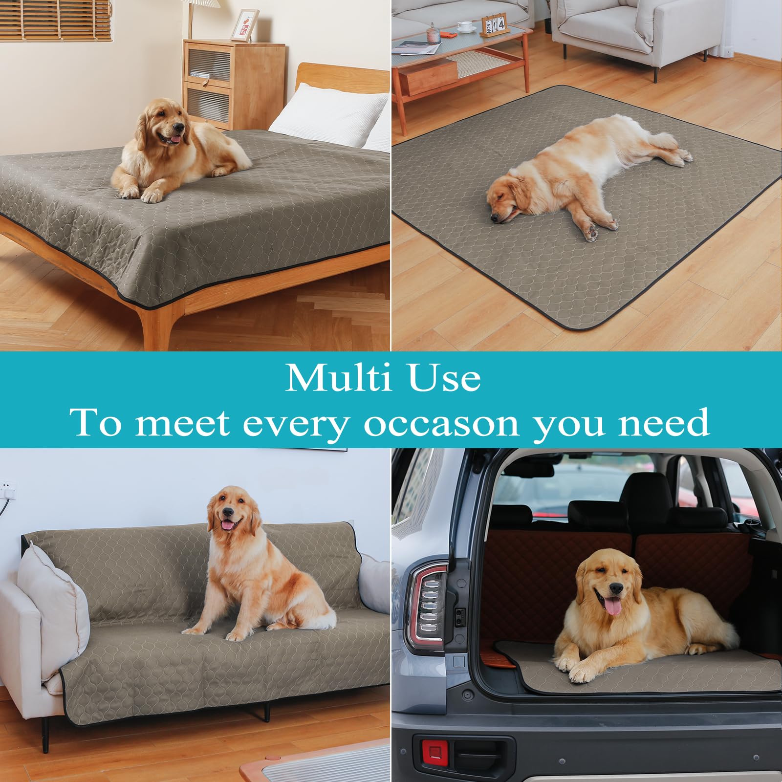 Bunlitent Washable Pee Pads For Dogs 82'' X 102'', Extra Large Reusable Puppy Pads, Dog Training Pads With Quick Dry, Anti-Slip