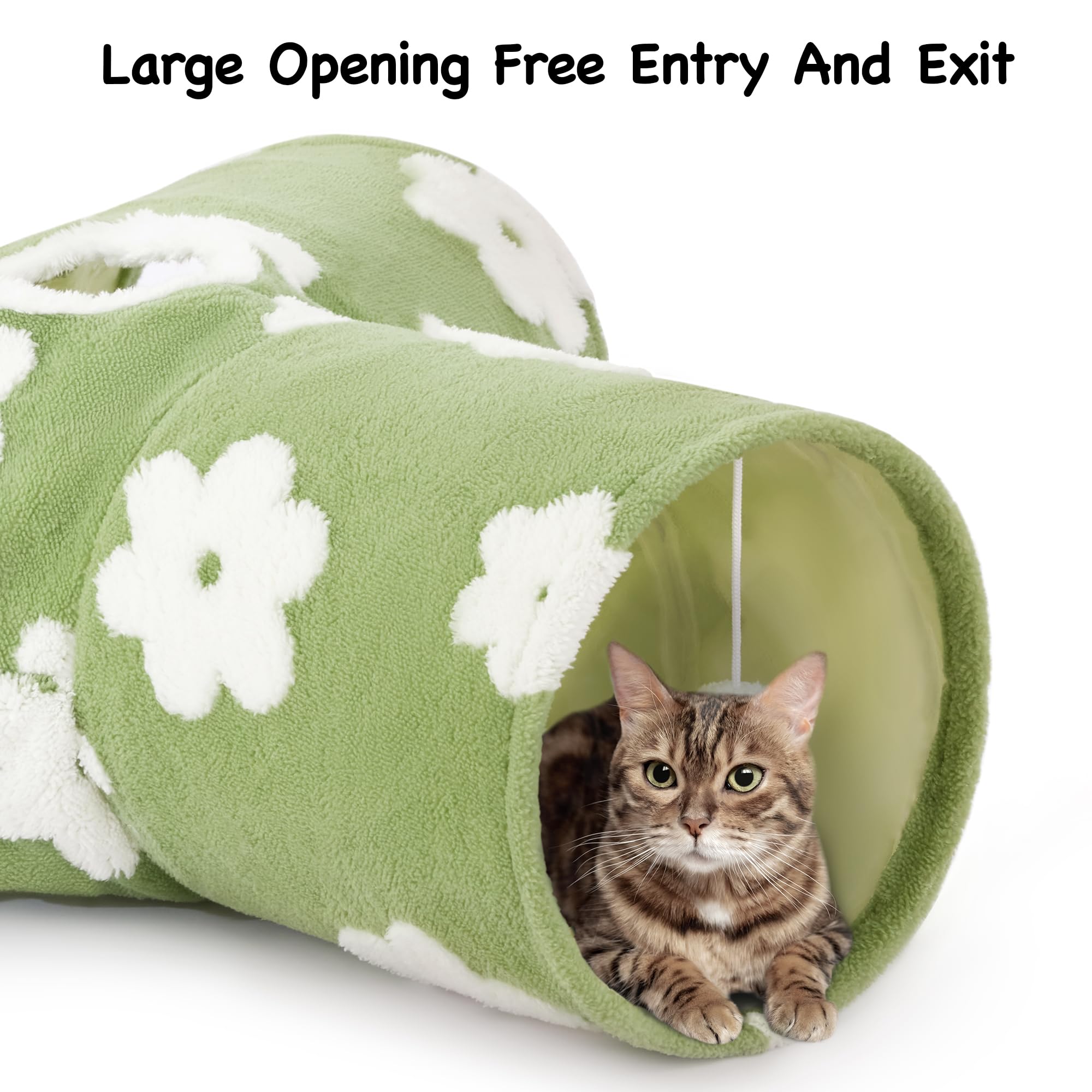Tempcore Flannel Pet Cat Tunnel Tube Cat Toys 3 Way Collapsible, Cat Tunnels For Indoor Cats,Kitty Tunnel Bored Pet Toys Peek Ho