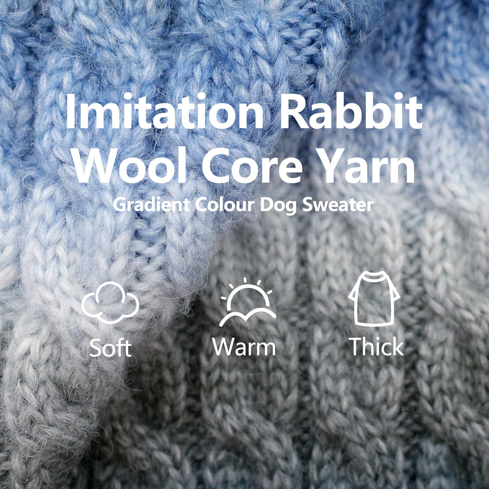 Kyeese Dog Sweater For Small Dogs Thick Dog Knitwear Turtleneck Warm With Sleeves Fuzzy Dogs Clothes Gradient Color, Blue, Mediu