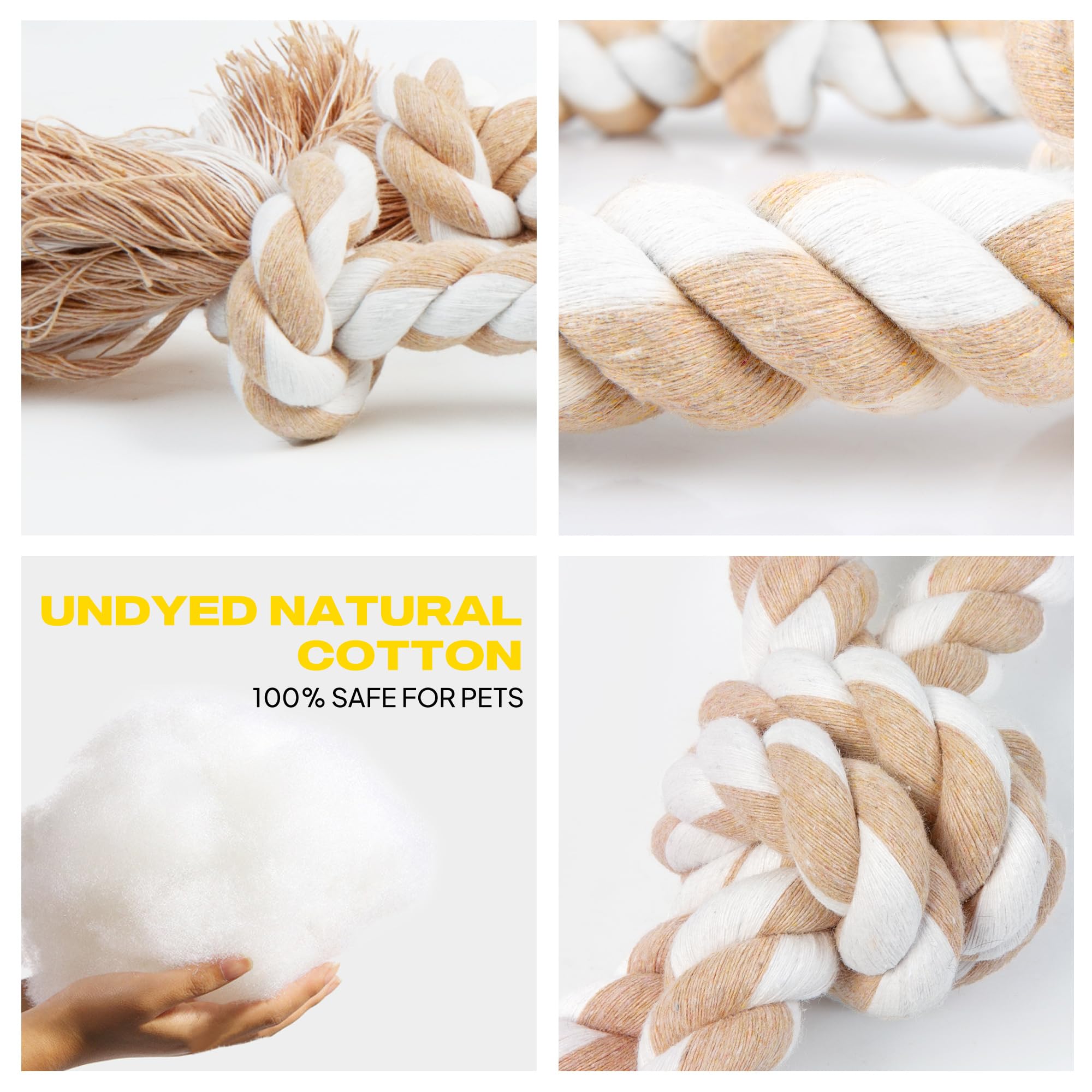 Fida Heavy Duty Dog Rope Toys For Aggressive Chewers 4Pcs Pack - Natural Cotton Dog Chew Toys For Large Dogs, Tug-Of-War & Fetch