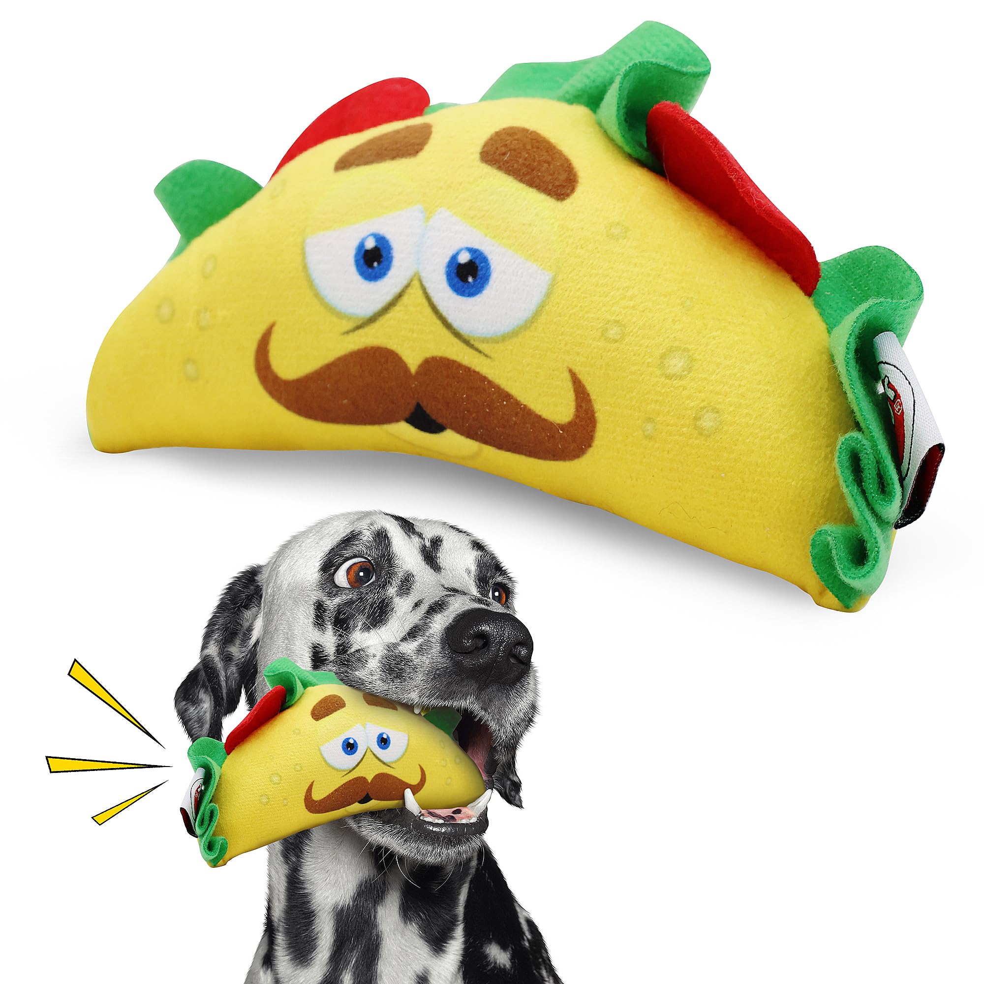 SPOT Fun Food Taco Plush Dog Toy with Squeaker - Interactive Soft, Squeaky Toy for Dogs and Puppies, Keeps Pets Entertained, Cut