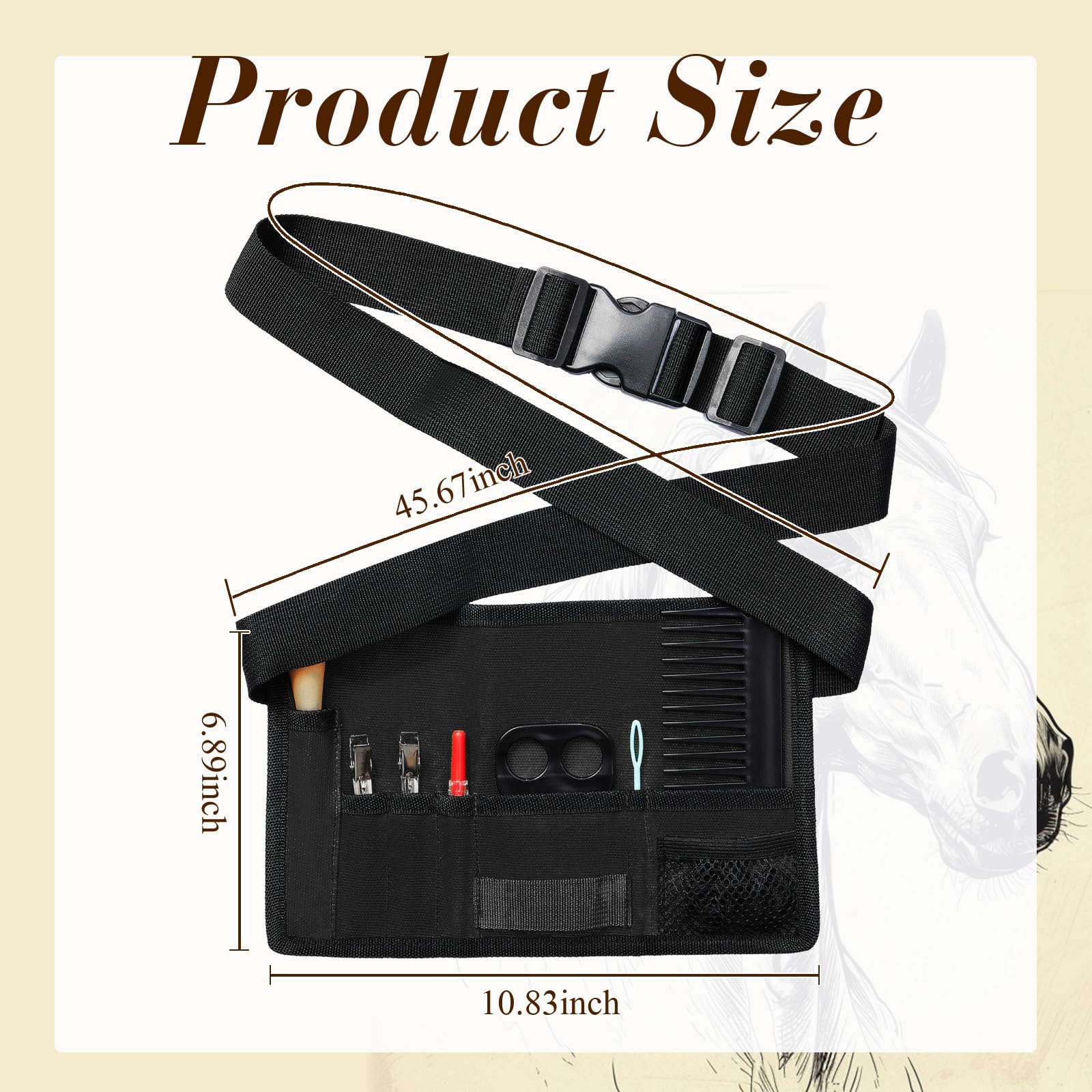 Cosblank 9 Pcs Horse Braiding Kit With Belt Mane Horse Braiding Kit Include Removable Belt With Rug Hook Pin Brush Thread Cutter