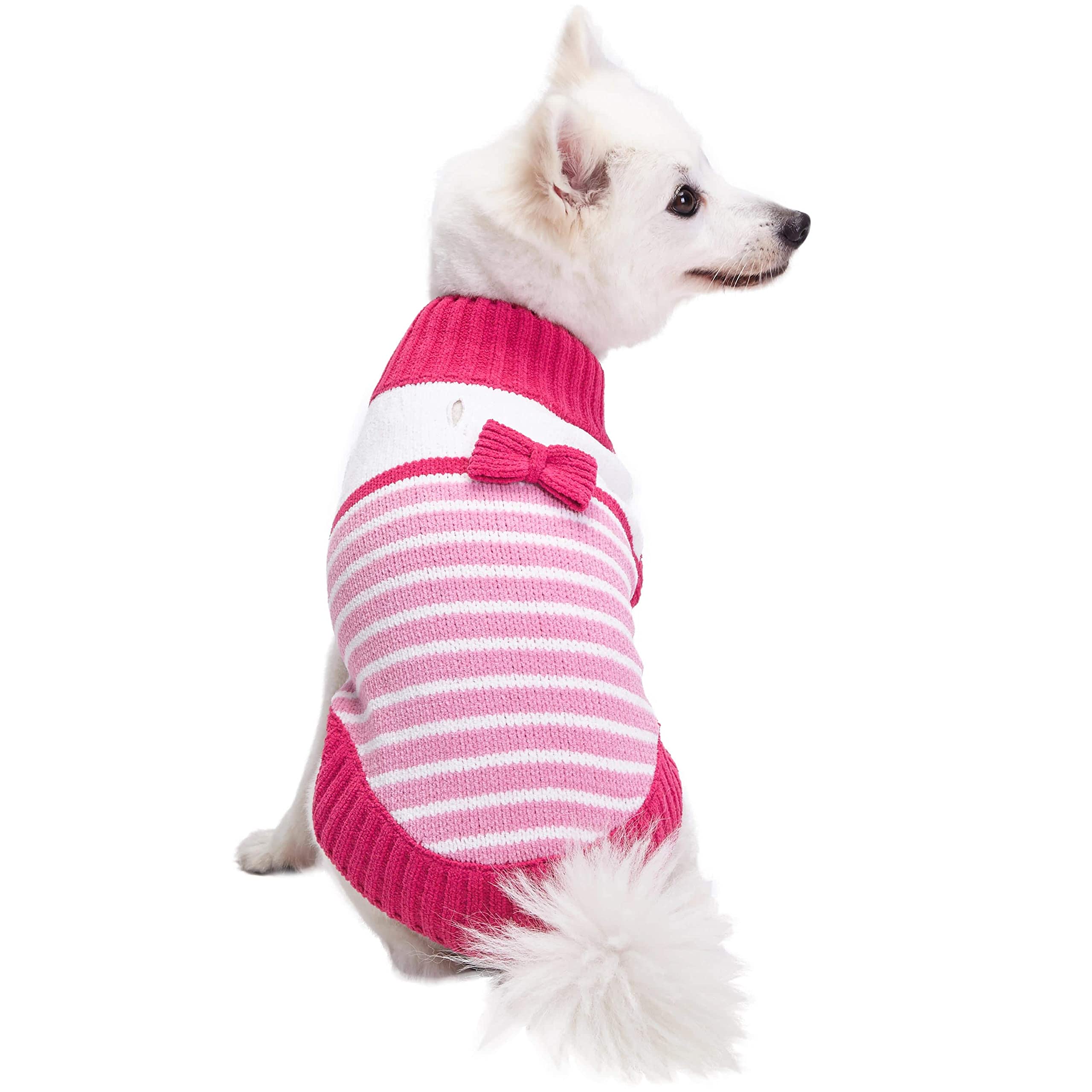 Blueberry Pet Dog Sweater, Pink Princess Chenille Fleece, Small (10'' Back Length), Stylish Dog Clothes for Cold Weather