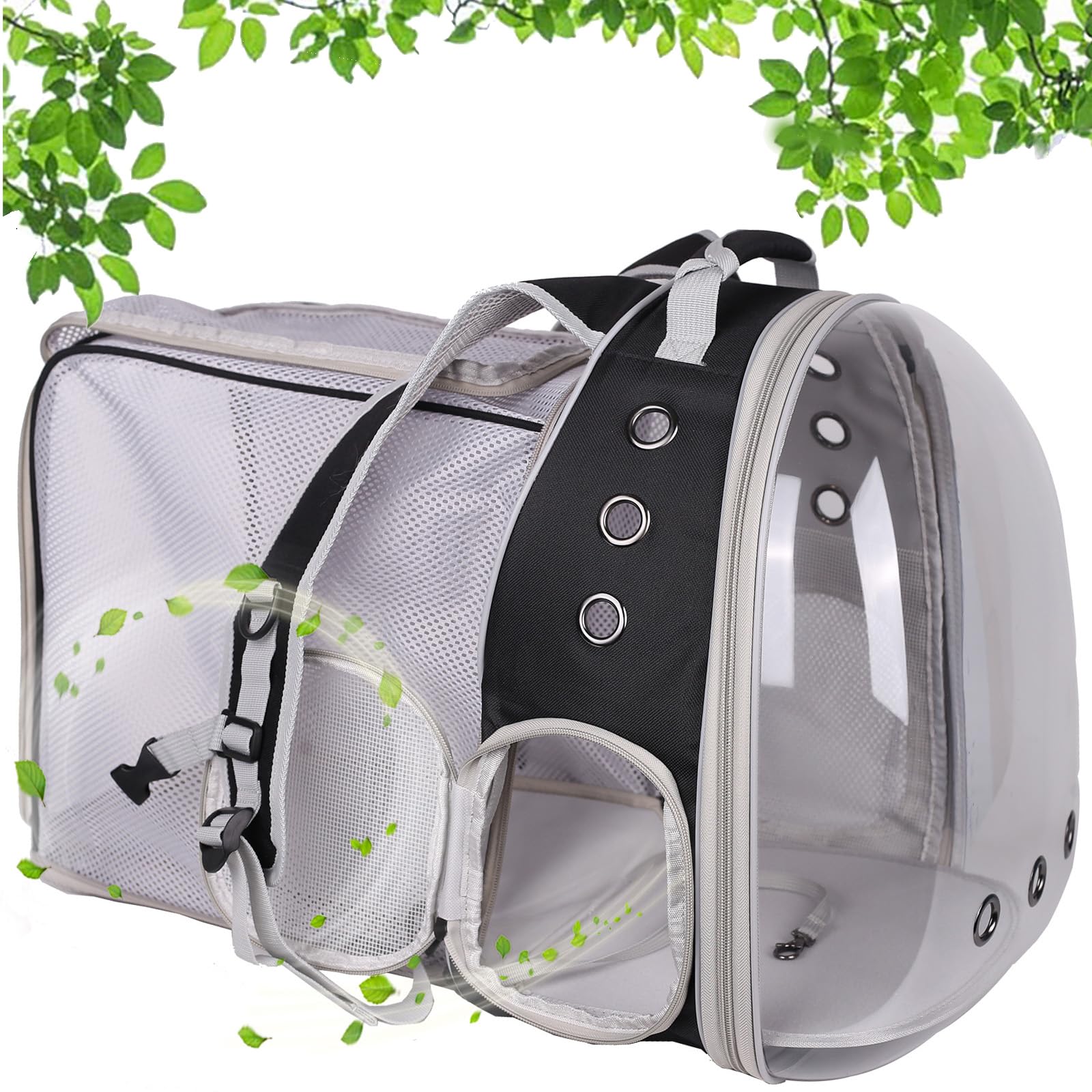 Back Extension Pet Backpack Carrier For Cat And Small Puppy Up To 13 Pounds, Clear Space Capsule Astronaut Transparent Bubble Wi