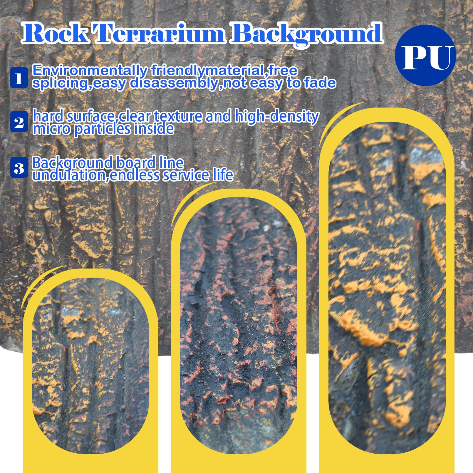 MUYG Reptile Tank Background Board Rock Terrarium Cork Background Board 3D Wall Backdrop Aquarium D  Cor Backgrounds Amphibian H