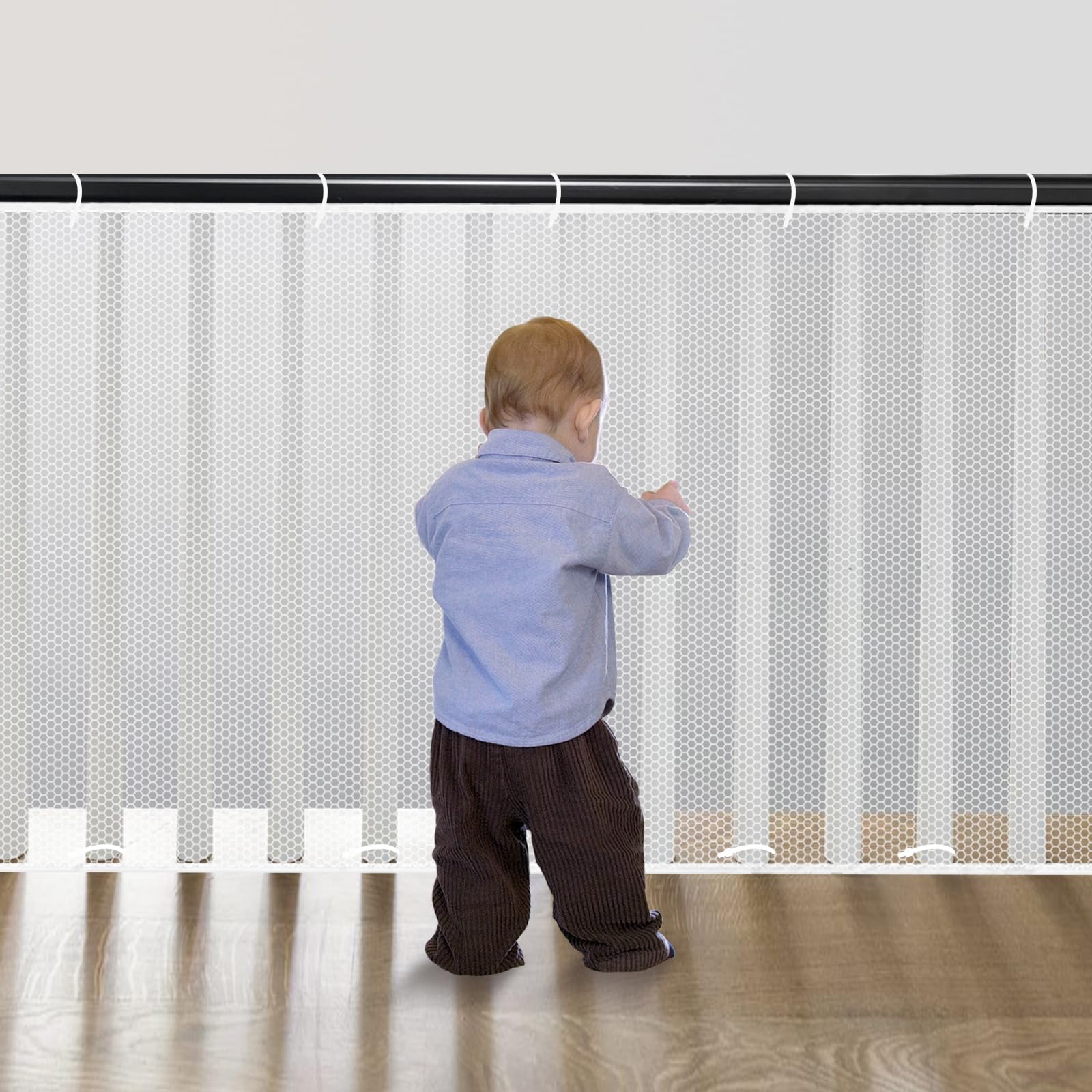 Cupount Banister Guard for Baby- Balcony Safety Netting for Pets - Stair Railing Baby Proof - Baby Gate for Stairs (White, 180x4
