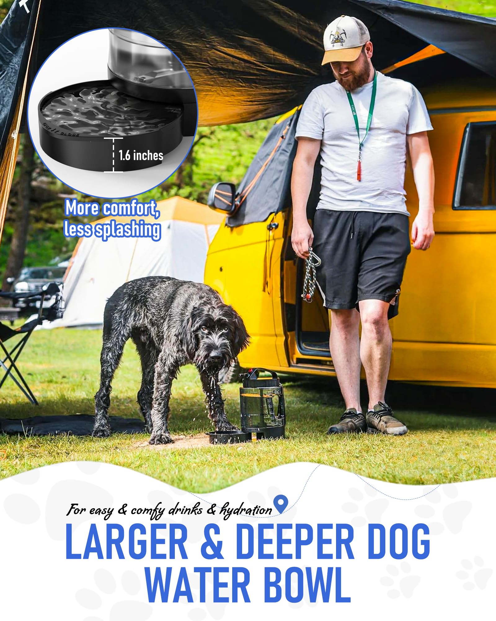 Dog Water Bottle Travel Bowl, 77oz Large Portable Dog Water Bowl Dispenser, Leakproof Pet Drinking Bottle Dispenser for Hiking C