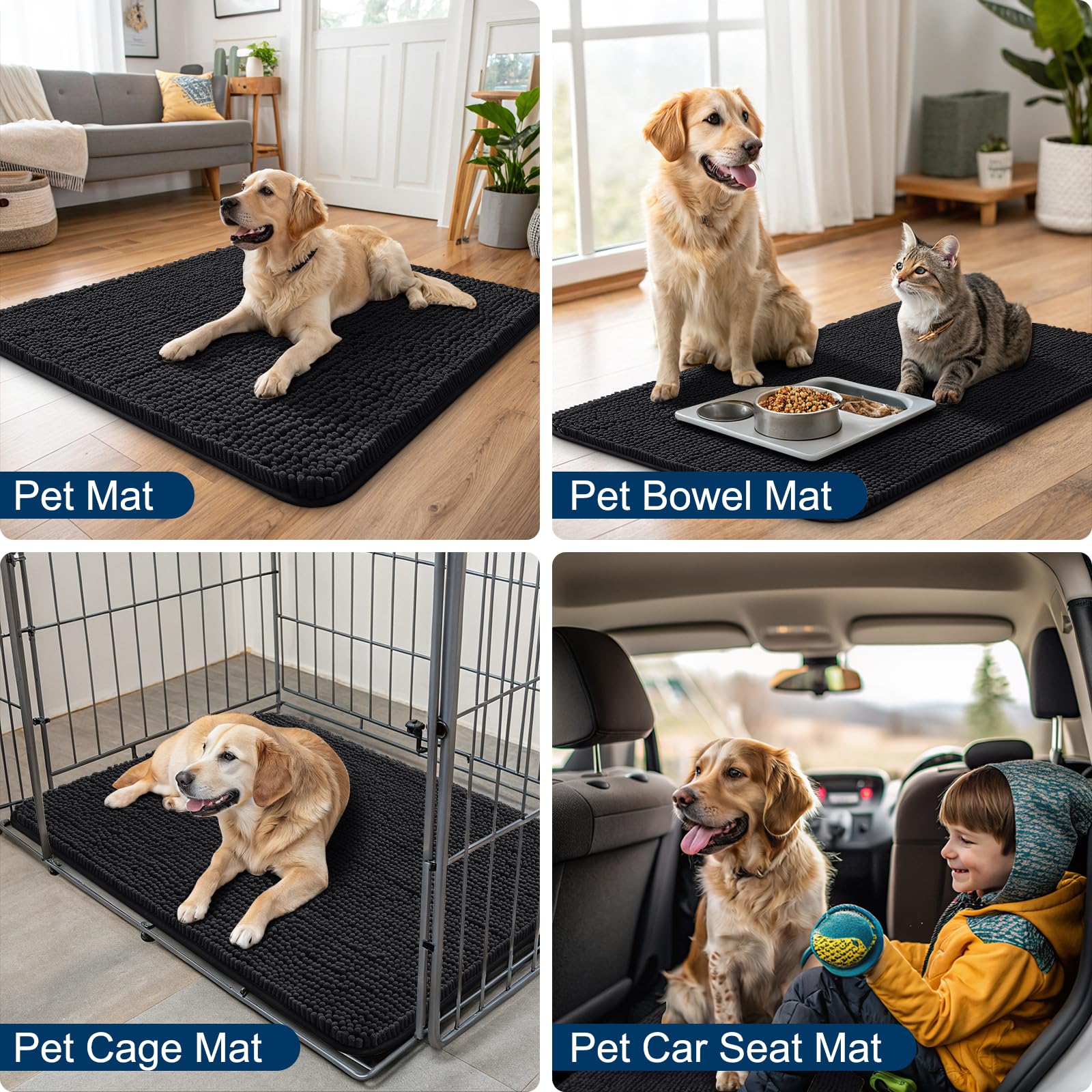 Smiry Dog Bed Mat 47X32, Ultra Soft Non-Slip Washable Quick Dry Chenille Dog Sleeping Mattress For Large Jumbo Medium Small Dogs