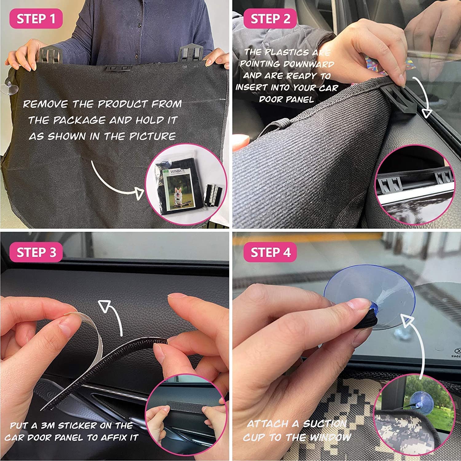 Winbate 2Pcs Car Door Protector For Dogs Pet Cover-Waterproof Scratchproof Nonslip Durable Protector, Machine Washable Pet Vehic