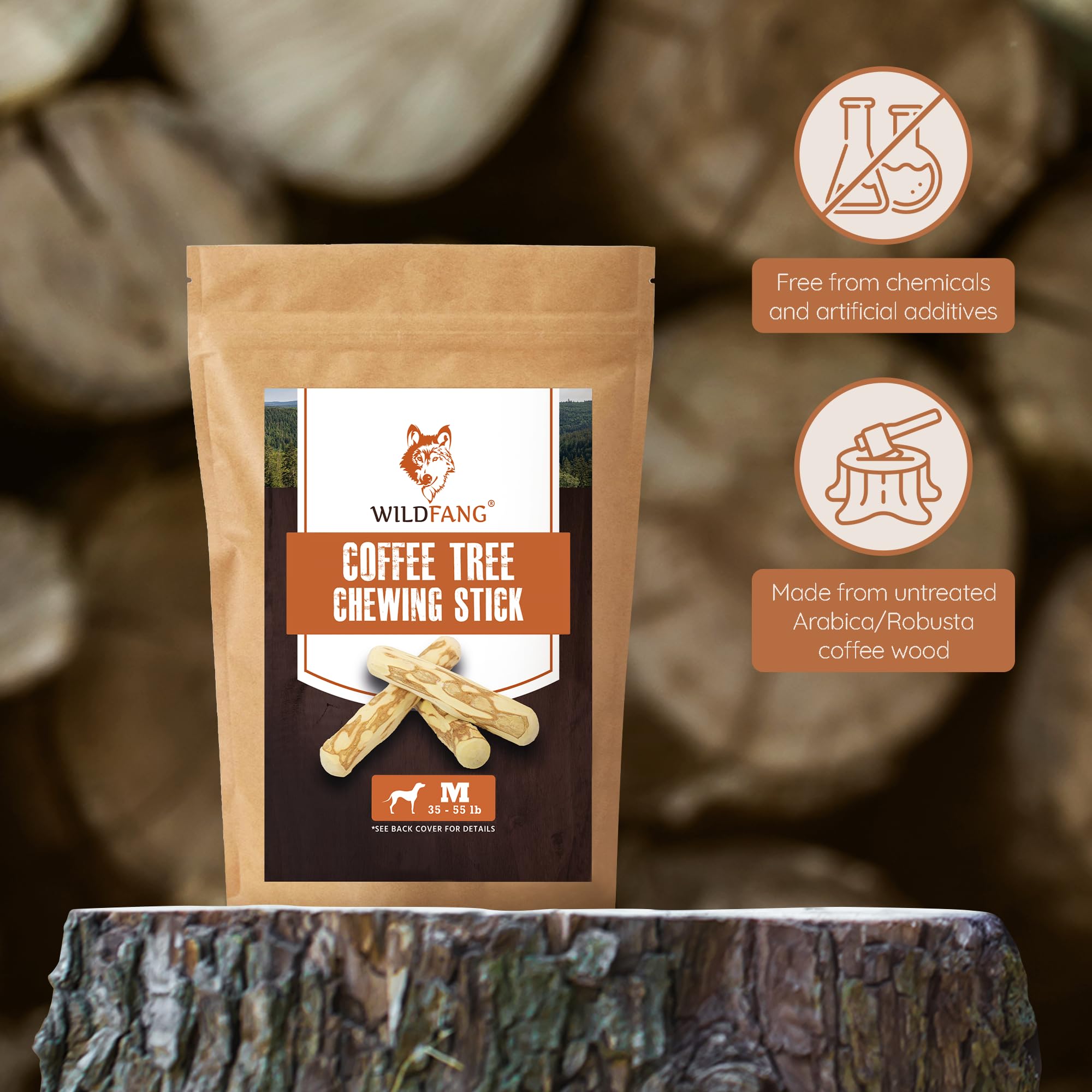 Wildfang Chewing Root Made Of Coffee Wood For Dogs, Chewing Stick Dog Toy Wooden Bone, Chewing Muscle Training, Natural Chewing