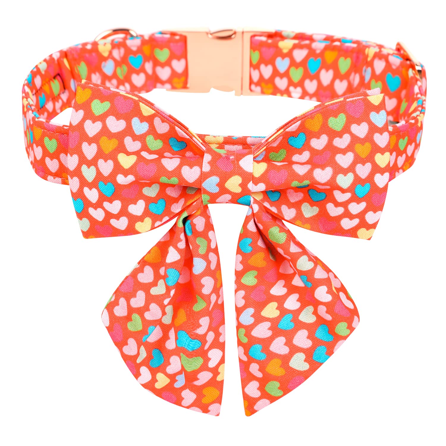 Maca Bates Valentines Sweet Heart Dog Collar with Bow Bowtie for Dogs Sailor Bow Tie Adjustable Breakaway Orange Collars Accesso