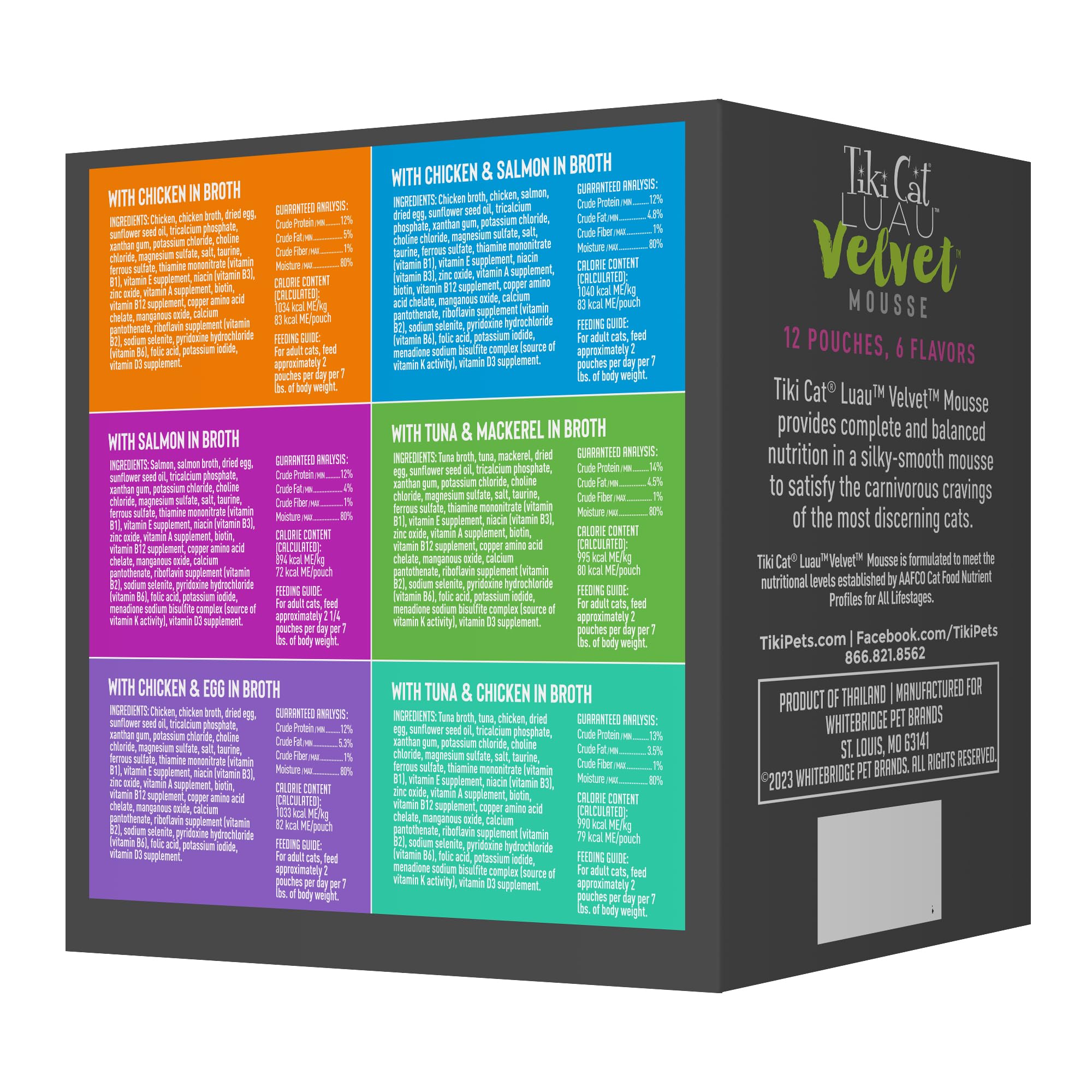 Tiki Cat Velvet Mousse, Protein Blend in Broth Variety Pack, Complete Nutrition for Balanced Diet, Wet Cat Food For All Life Sta