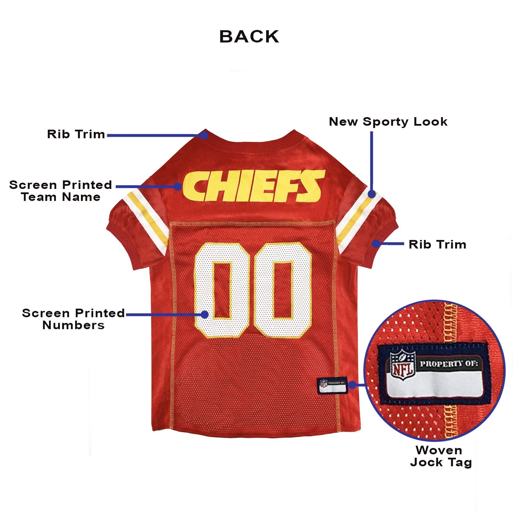 Pets First Nfl Kansas City Chiefs Dog Jersey - Size Large. Premium Dog & Cat Jersey For Football Fans